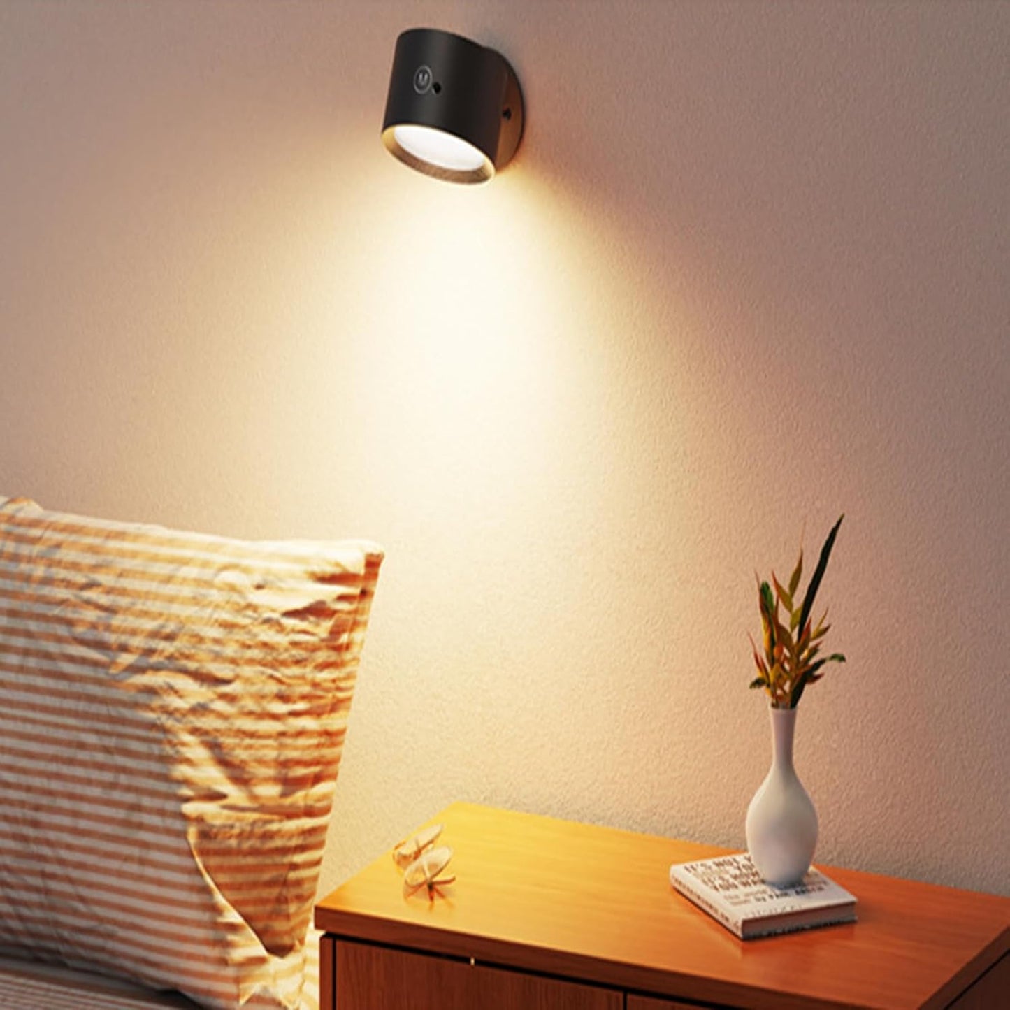 LED Reading Lights, Rechargeable USB Wall Mounted Sconces 3 Color Temperatures, 360° Rotate Magnetic Ball LED Wall Mounted Cordless Lamp for Reading Bedroom Bedside