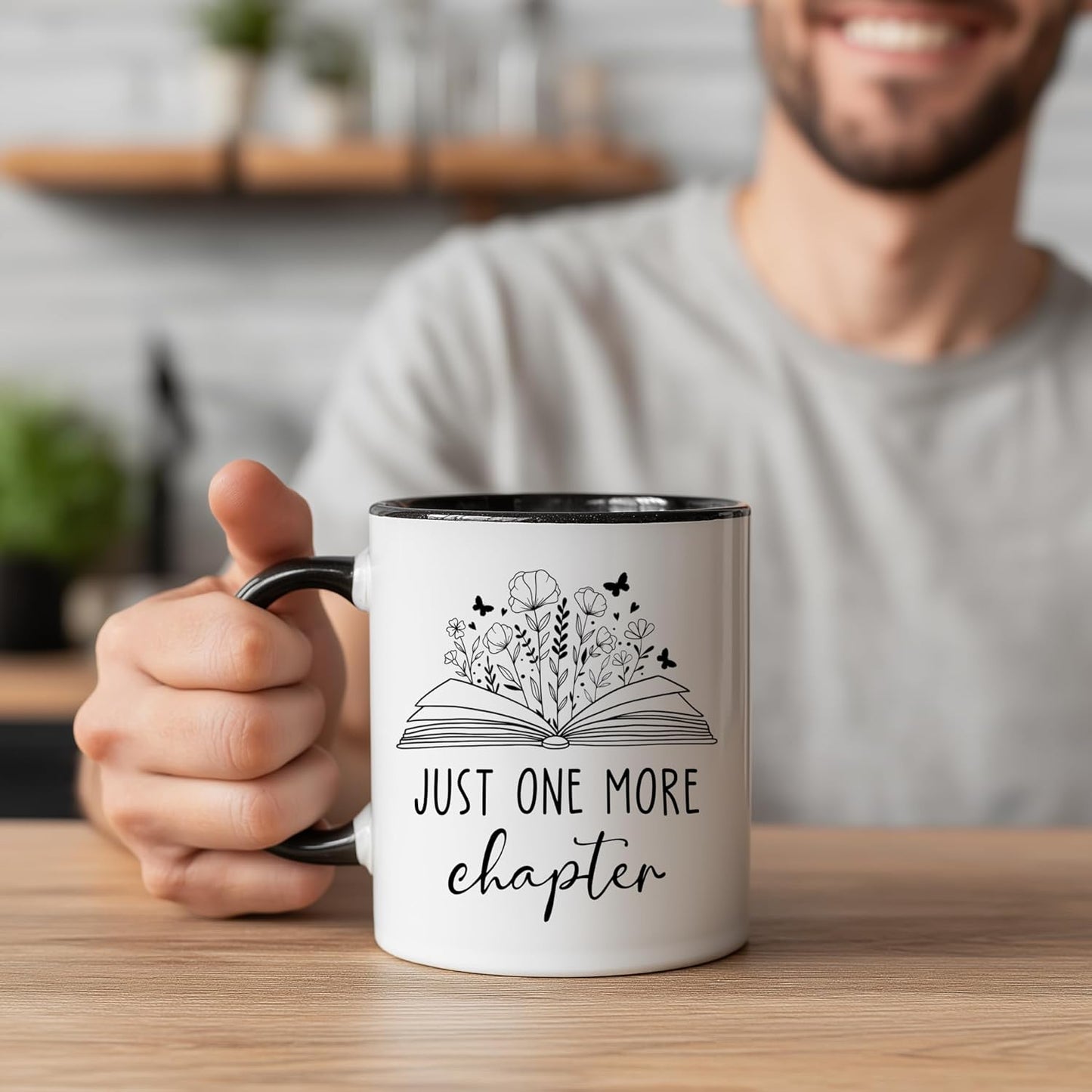 Book Lovers Coffee Mug, Just One More Chapter Bookish Bookworm Gift Coffee Cup, 11 Oz Novelty Reading Lovers Reader Coffee Water Mug
