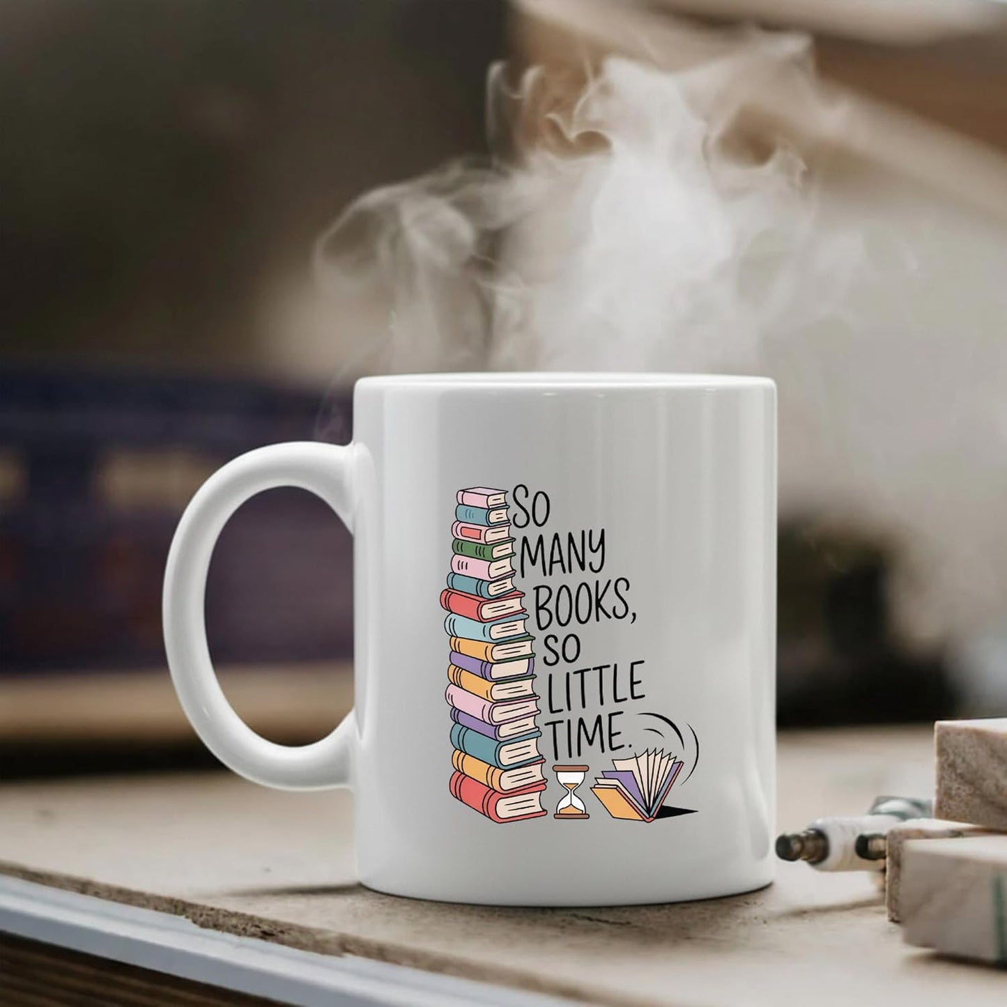 Panvola So Many Books So Little Time Book Lover Gifts Book Readers Gifts For Women Men Bibliophile Librarian Sister Girlfriend Wife From Husband Boyfriend Dad Mom Funny Ceramic Mug 11oz White