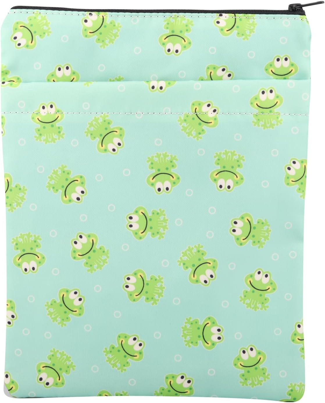 MAOFAED Frog Book Sleeve Froggy Book Cover Animal Lover Gift Frog Lovers Gift for Women Mother (Frog BSL)