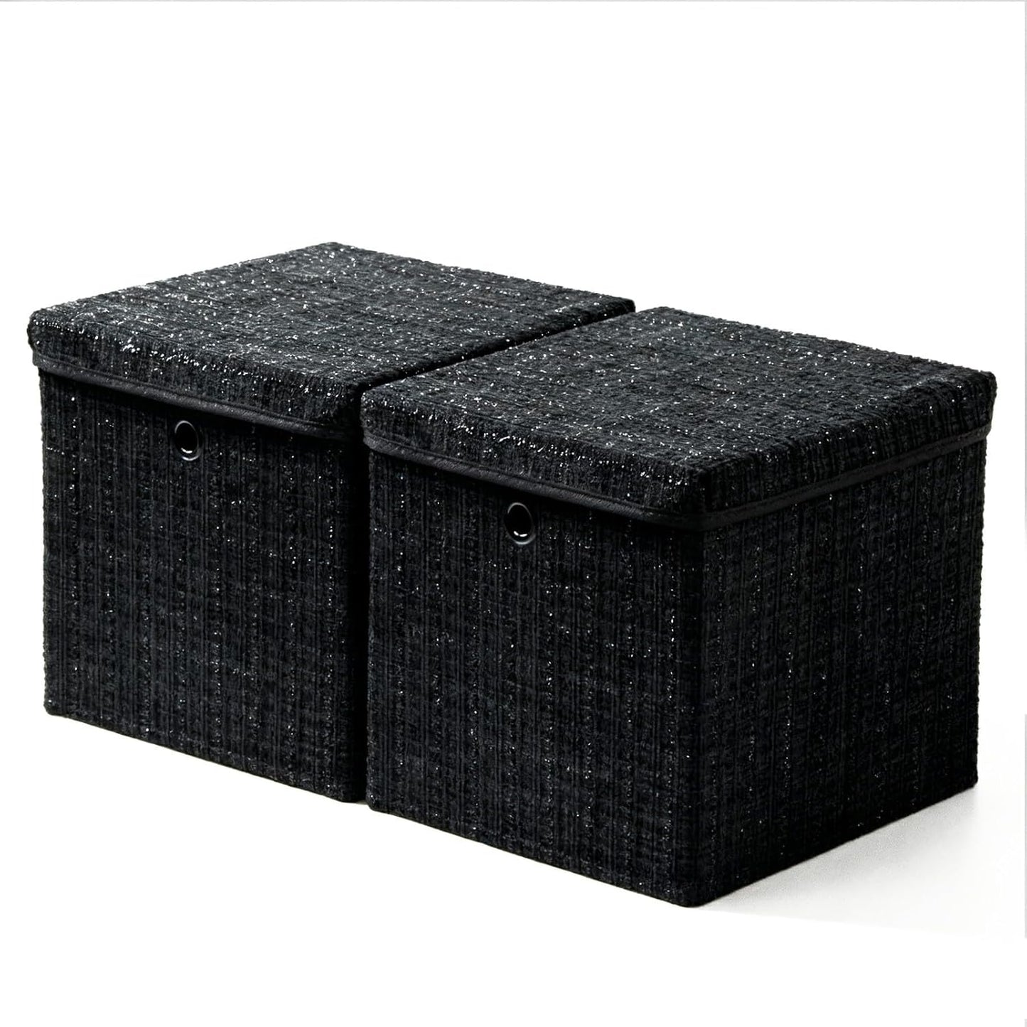 Chenille Fabric Storage Cubes with Lids, Foldable Collapsible Storage Bins Sturdy Cube Organizers for Clothes Toys Blankets Bedroom Closet Shelf Home Organization