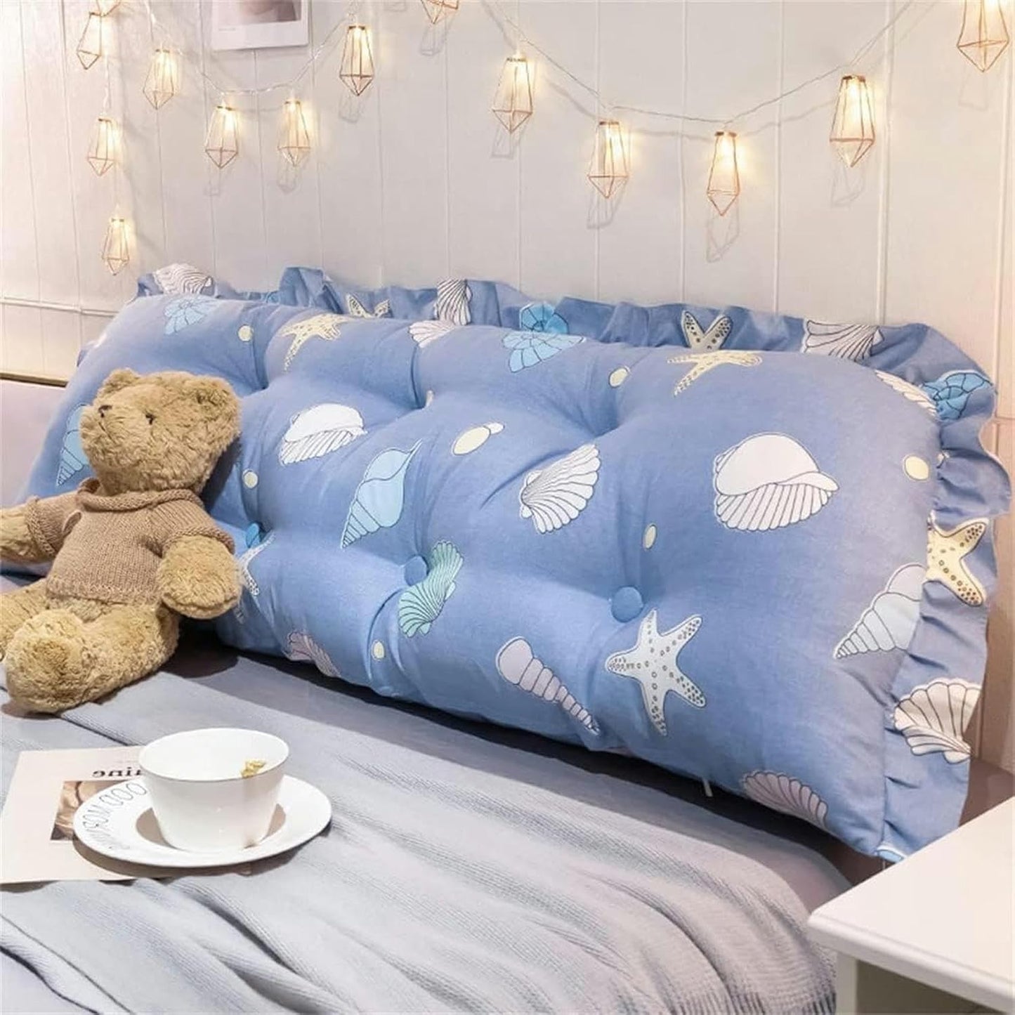 Headboard Cushions, Removable High Elasticity PP Cotton Filled Bolster Large Backrest Pillow Soft Wedge Reading Body Pillow Bed Rest Pillows(Blue,180x45x15cm)
