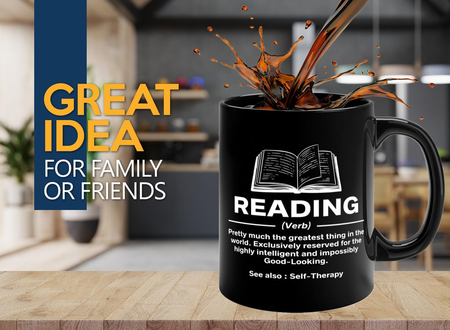 Book Lover Coffee Mug 11oz Black -Reading Definition - Sports court Team Indivdiual partner Book Lover
