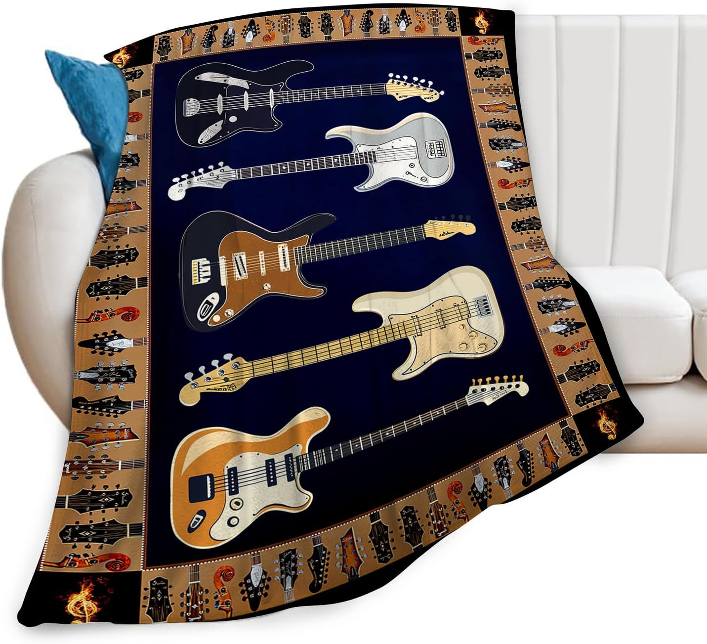 Cool Guitar Blanket Super Soft Warm Fluffy Flannel Music Throw Blanket Cozy Fuzzy Plush Bedding Blanket Gift for Boys Girls Teens Adults Couch Sofa 50"x40"