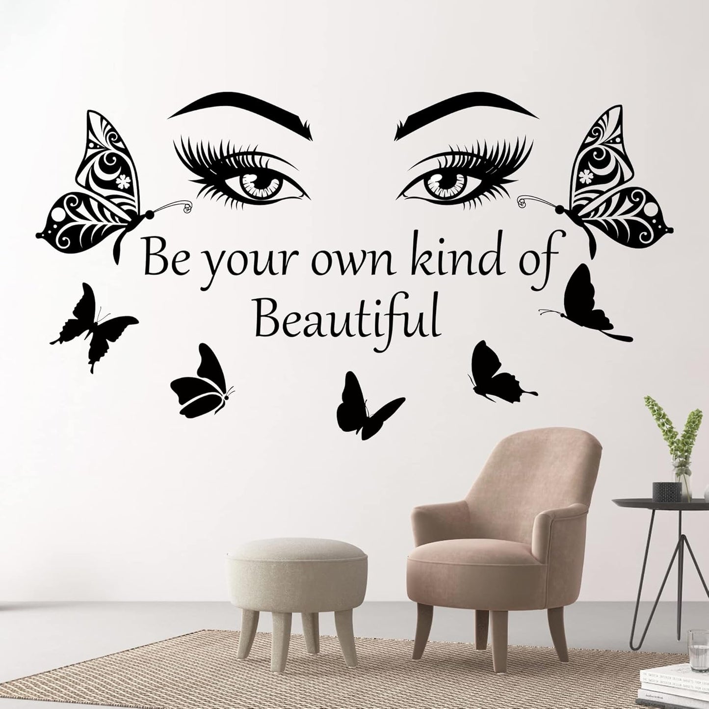 Inspirational Quotes Decals - Eye Eyelash Decal, Motivational Lettering Stickers, Positive Saying Decor for Women, Girls' Home, Bedroom, Living Room, Bathroom
