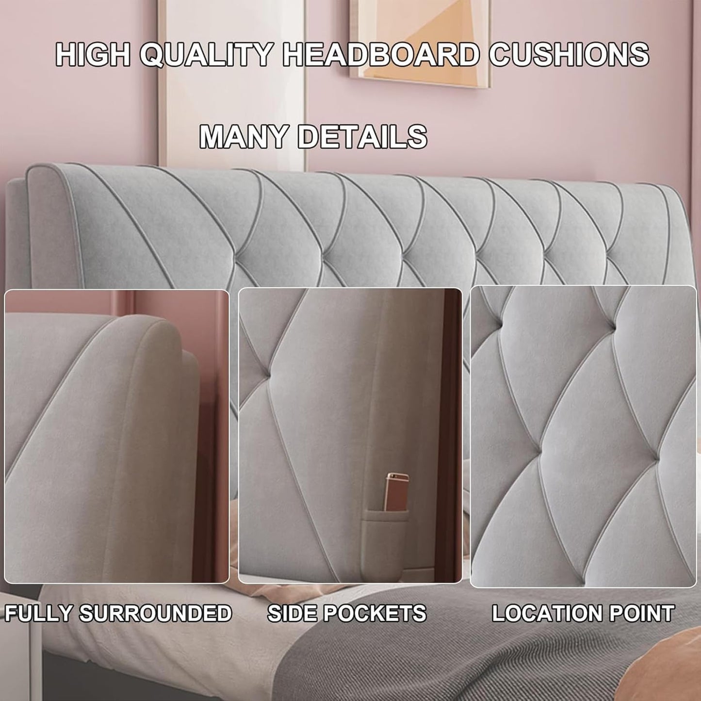 Rectangle Headboard Cushion Bedside Support Cushion Large Backrest, Solid Color Headboard Pillow Wedge Reading Backrest Reading Rest Pillow,White,Paste 90 cm