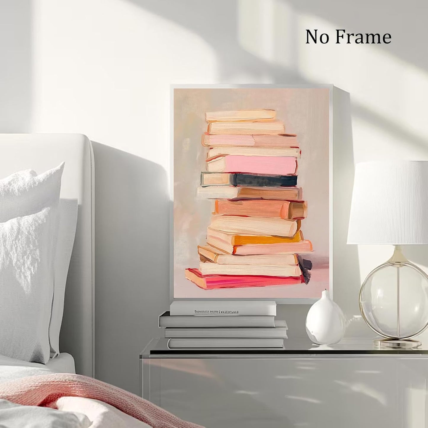 Books Canvas Wall Art Aesthetic Book Posters Bookish Prints Pink Watercolor Abstract Book Poster Reading Books Lovers Pictures Pink Preppy Book Art Inspirational Educational Posters 16x24inch No Frame