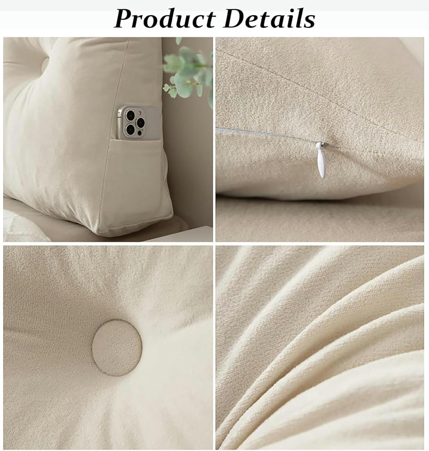 Triangular Headboard Pillow Twin, Large Wedge Bed Pillow Backrest Reading Support Pillow, Backrest Positioning Support Bolster Cushion