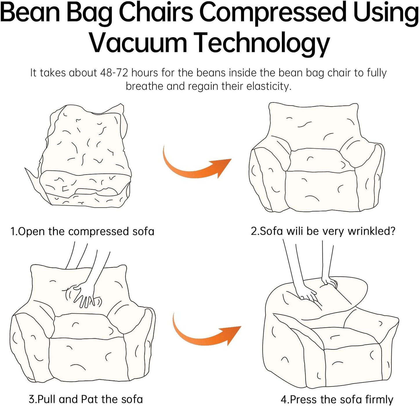 Bean Bag Chair with Ottoman, Armrest Bean Bag Chairs with Filler, Ultra Soft Fluffy Faux Fur Bean Bag Chair with Foot Rest, Plush Lazy Sofa with Foot Stool for Living Room, Dorm