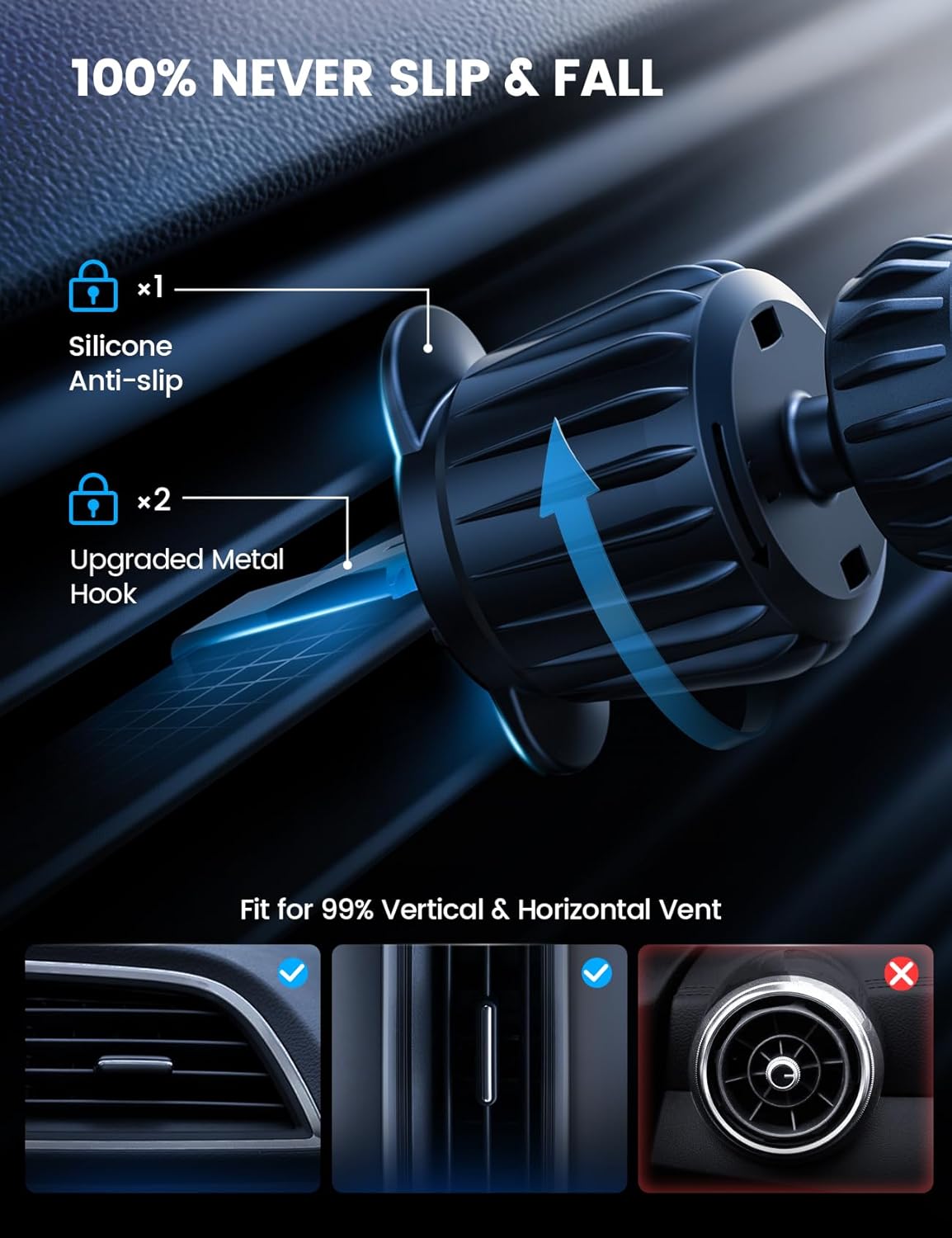 Lamicall 15W for MagSafe Car Mount Charger - [20X Strong Magnets] Wireless Car Phone Holder Charger, Magnetic Phone Holders for Car Vent Dash Accessories for Women Men for iPhone 17 Pro Max Black