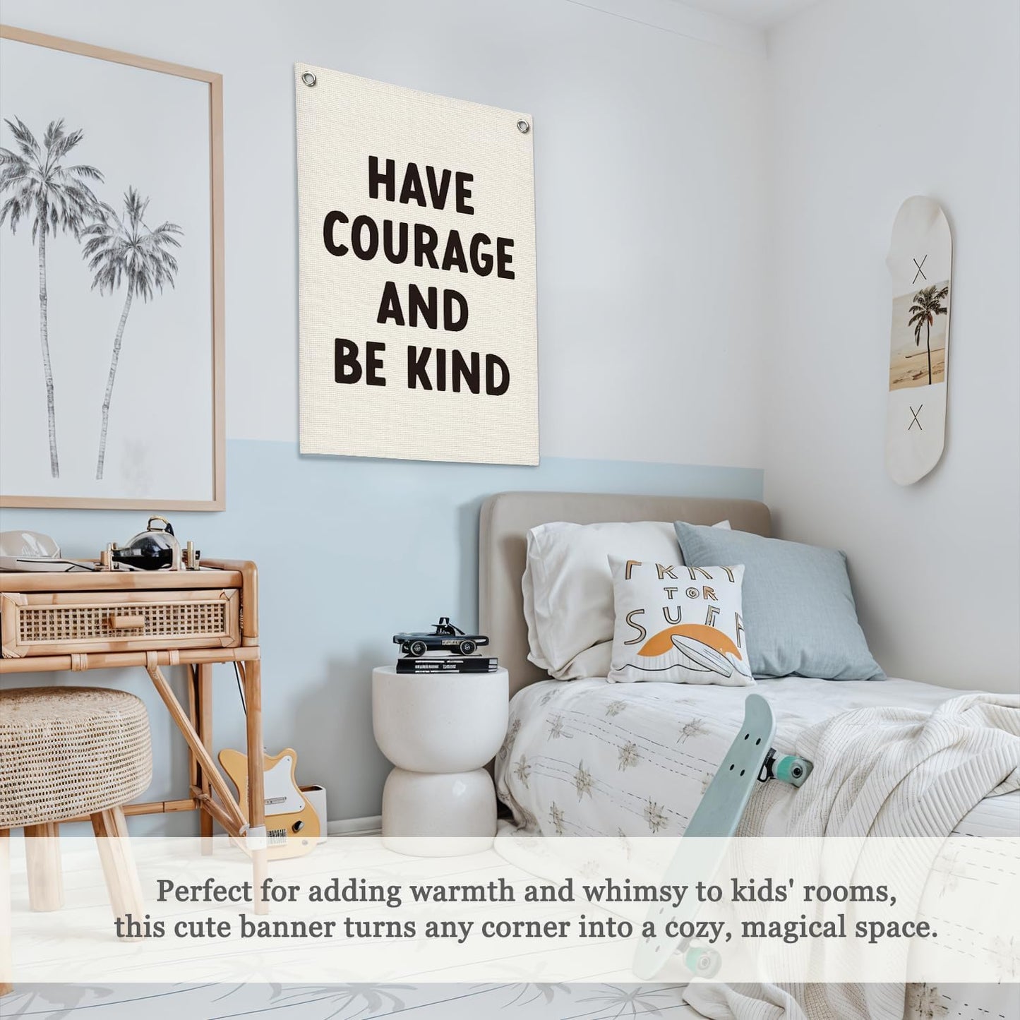 Inspirational Wall Decor Have Courage and Be Kind Positive Motivational Linen Canvas Banner Wall Hanging Flag for Classroom Kids Room Nursery Bedroom Decor Playroom 18x25 Inch