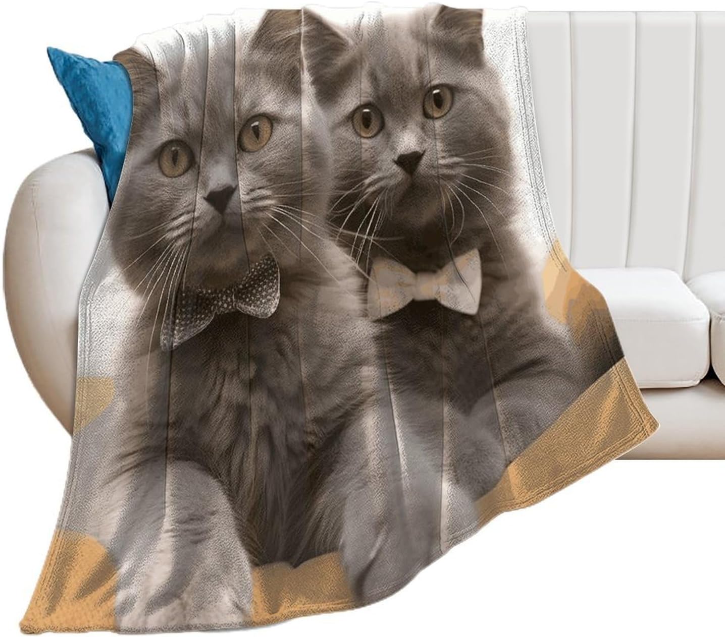 Funny Cats Throw Blanket for Couch Super Soft Warm Lightweight Throw Blankets Cozy Flannel Bed Blanket Cute Decorative Blankets for All Seasons Home Decor Gift 40"*50" （100 * 130cm）