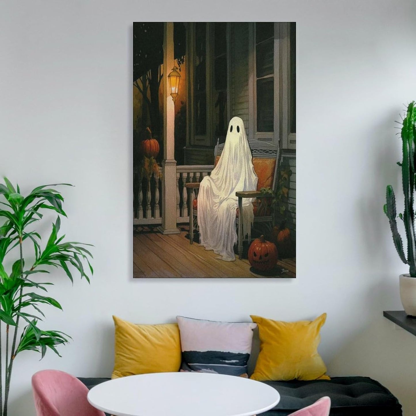 Dark Funny Ghost Bathroom Reading Halloween Classic Movie Posters At Room Aesthetic Posters Cool Canvas Art Poster And Wall Art Picture Print Modern Family Bedroom Decor Posters 24x36inch(60x90cm)