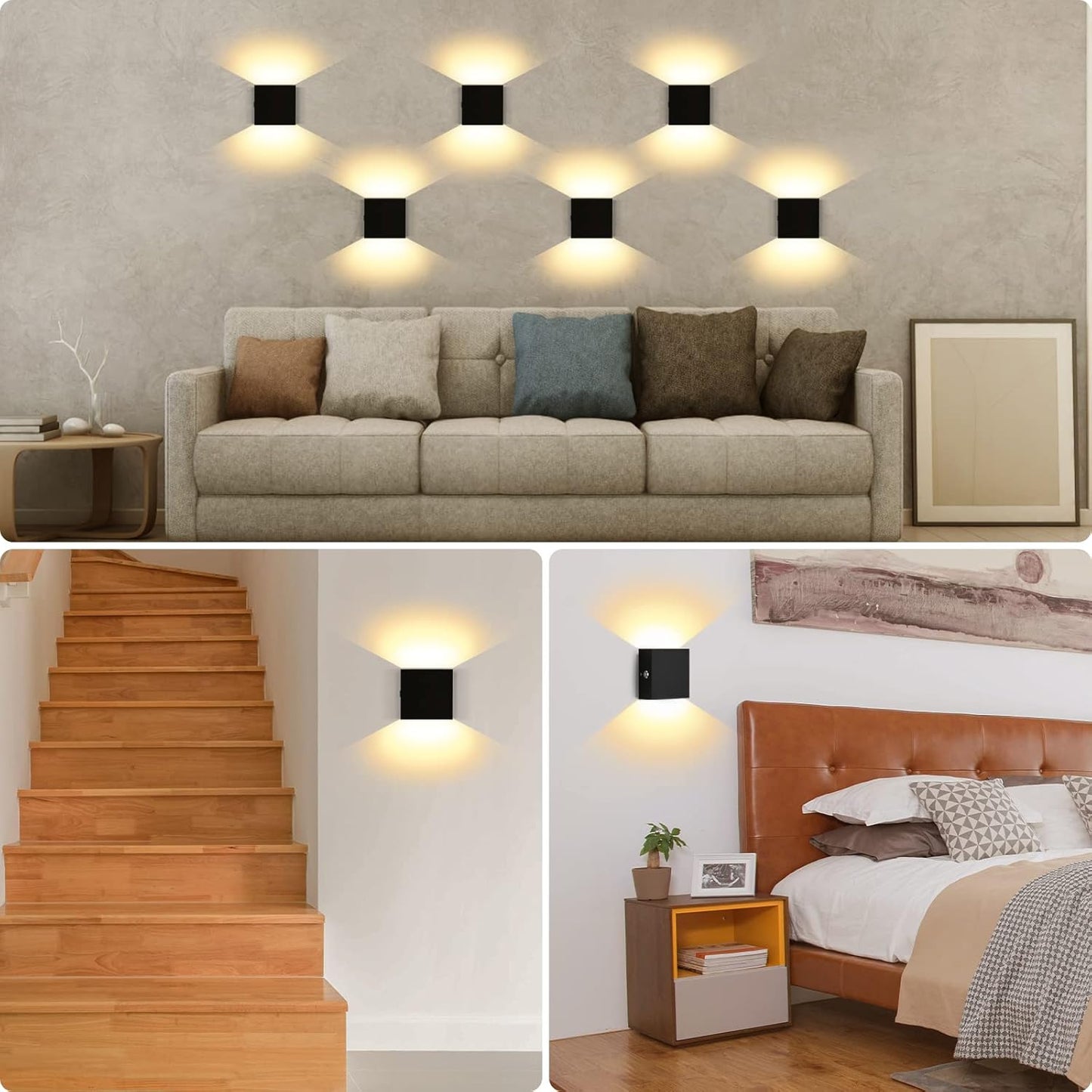 Battery Wall Sconces Set of Two, Rechargeable Colored Wall Lights with Remote, Stick Up and Down Indoor Lighting Cordless Sconce for Hallway, Black