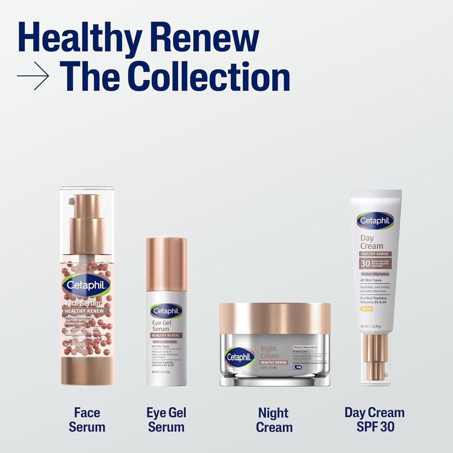 Cetaphil Healthy Renew Anti Aging Face Serum 1 Oz, Retinol Alternative Serum for Face with Niacinamide & Peptides, Skincare for Sensitive Skin with Vitamin B Complex, Fragrance Free