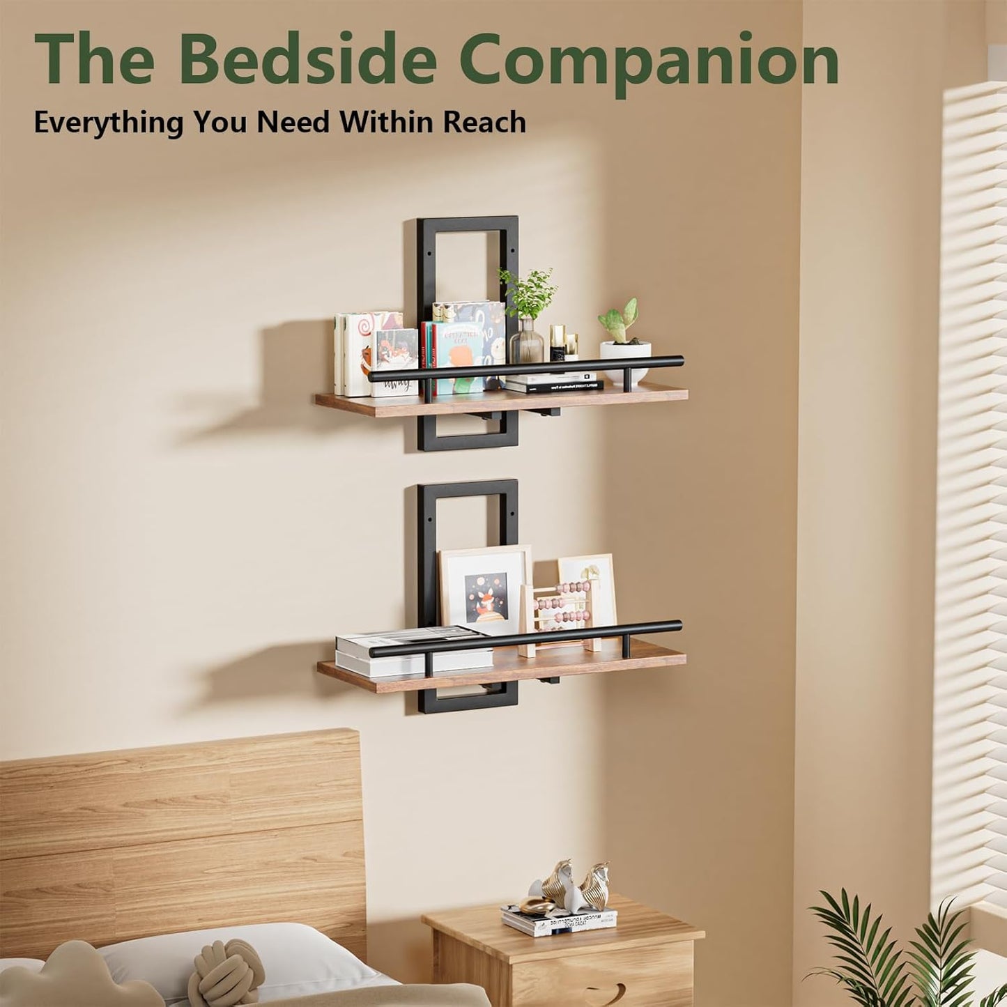 Floating Shelves for Wall to Hold Plants and Small Decor, 15.8 Inch Wall Mounted Shelves Set of 3, Easy to Mount Book Shelf for Bedroom, Living Room, Bathroom, Kitchen, Rustic Brown