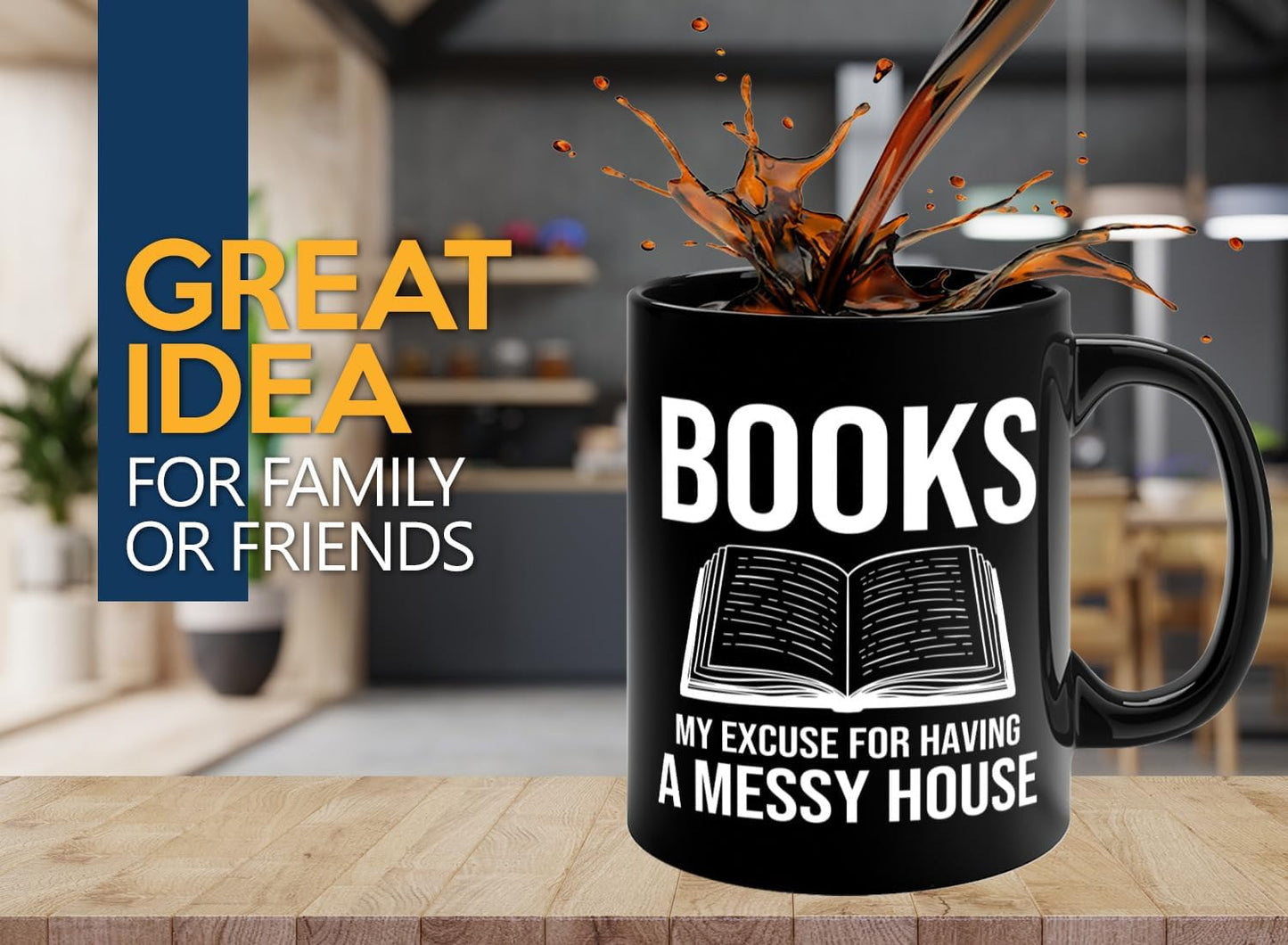 Book Lover Coffee Mug 11oz Black -Books My excuse - Bookworm Literature Library Book Lover Reader Booked Editor Intellectual Studious