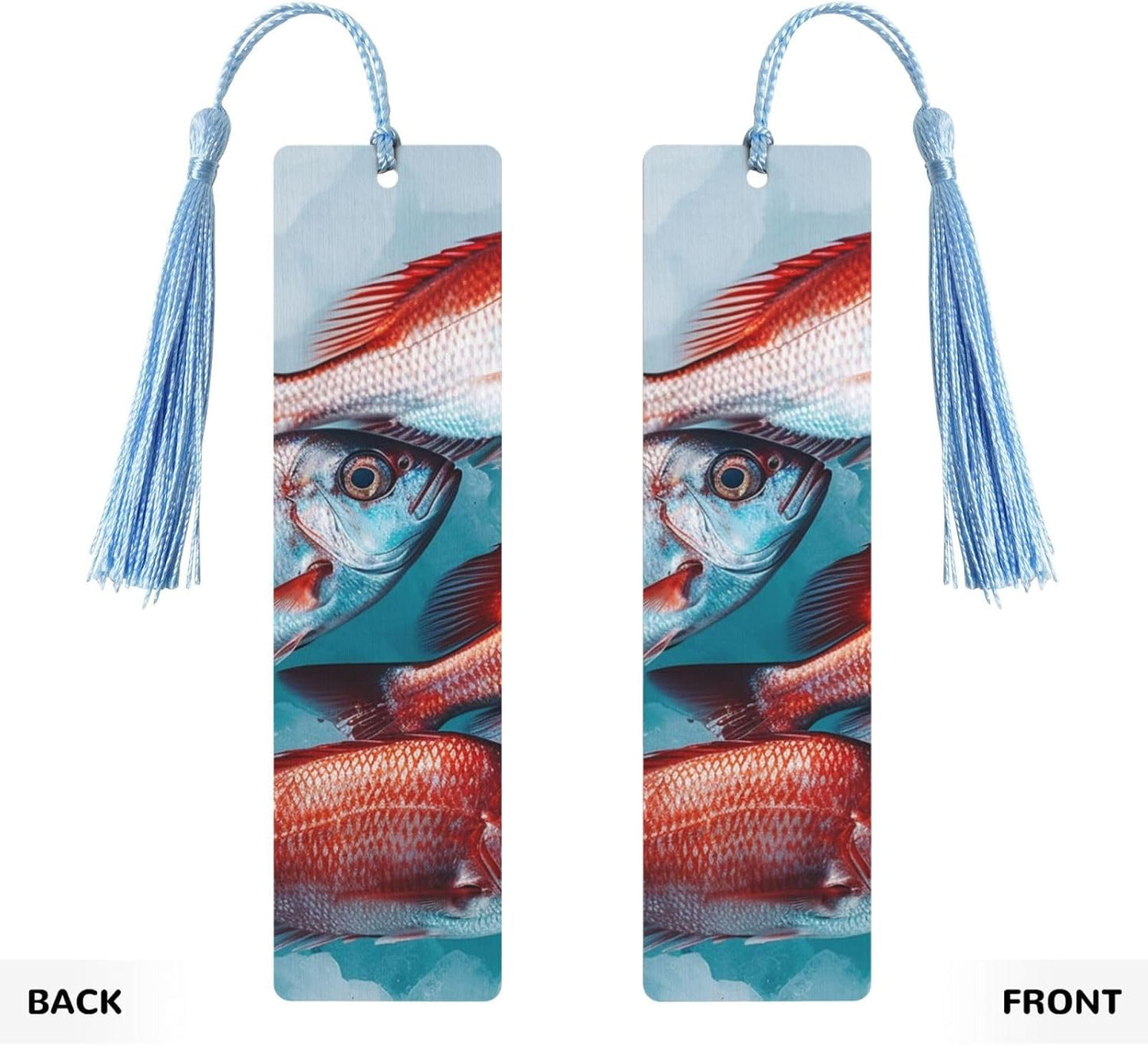 Little Red Fish Bookmarks Gifts for Women Men, Wooden Bookmarks for Book Lovers, Vintage Book Marks Ornaments with Tassel, Unique Personalized Reading Page Markers Sky Blue