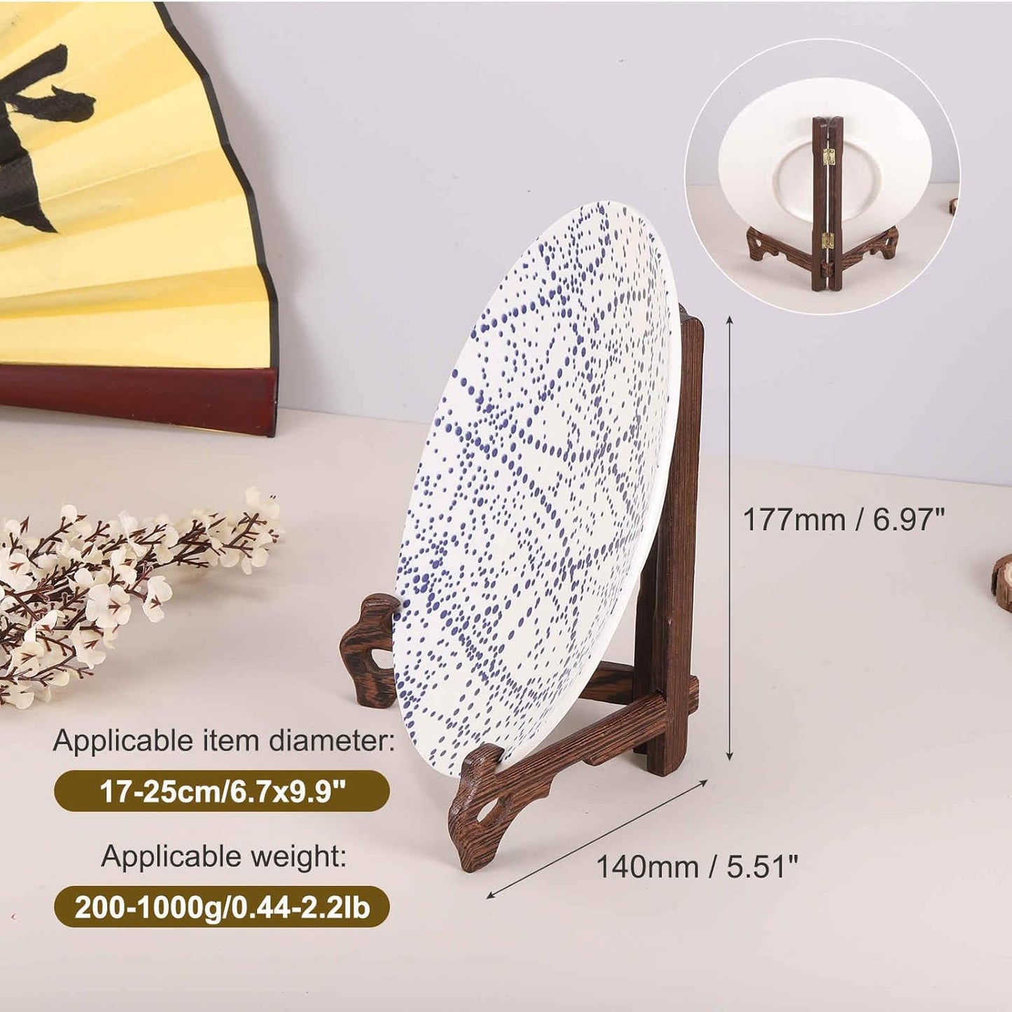 MECCANIXITY Wooden Easel Plate Holder, 7" Small Natural Wood Easels Folding Table Display Stand for Decorative Picture Frame Book Artwork Desktop Ornaments