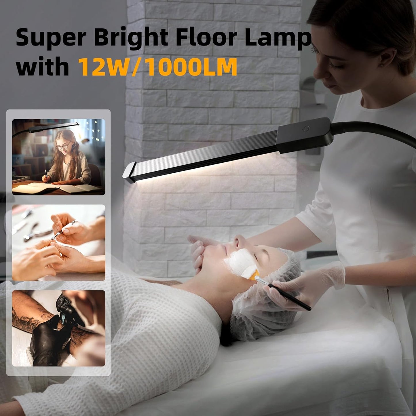 Floor Lamp with Remote, Bright Led Lash lamp for Eyelash Extensions, Dimmable Brightness and 4 Colors Standing Lamp for Beauty, Adjustable Height for Makeup Light lash Bed