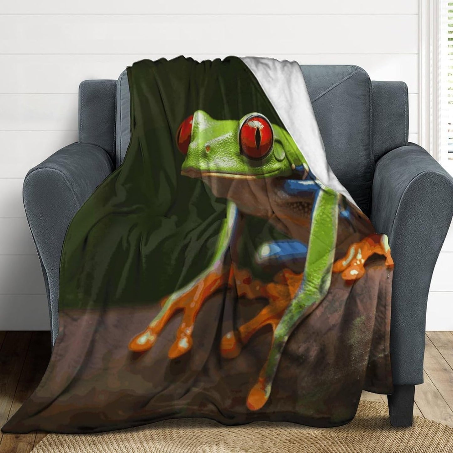 Red Eyes Tree Frogs Blanket Super Soft Lightweight Throw Blanket Cute Cozy Warm Bed Blanket Decorative Fuzzy Blanket All-Season Home Decor Gift for Sofa Couch Living Room 50"*60"（130 * 150cm）
