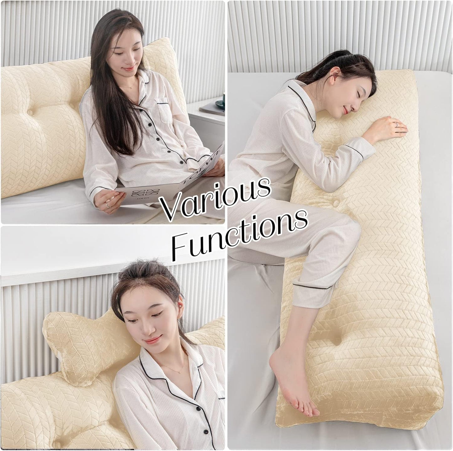 Large Triangular Wedge Headboard Pillow Large Bolster Headboard Back Support Backrest Positioning Reading Pillow for Sitting with Removable Cover