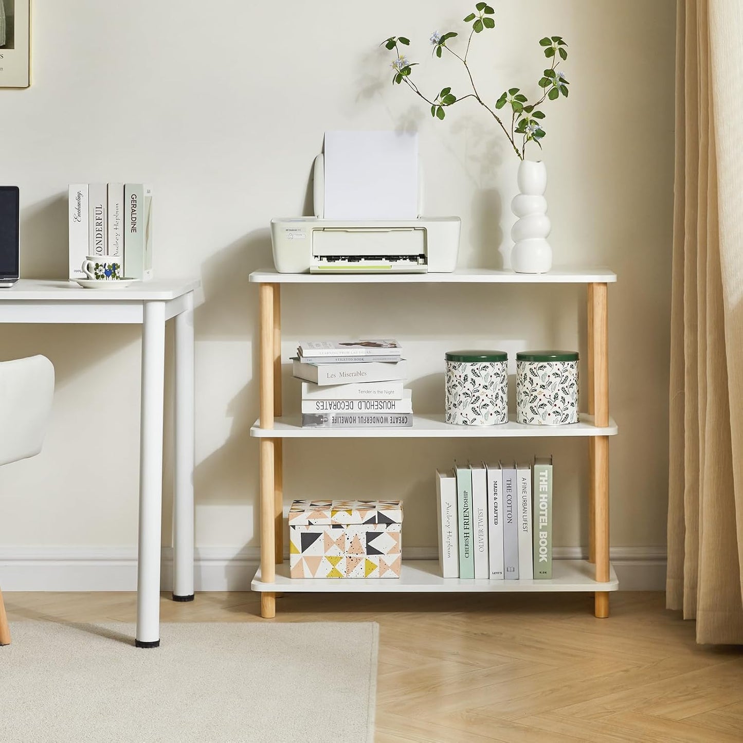IBUYKE 3-Tier Wooden Open Bookcase - Modern Freestanding Bookshelf Storage Organizer,Standing Shelf Units,Multifunctional Display Stand for Bedroom, Living Room and Home Office,White WBC003W