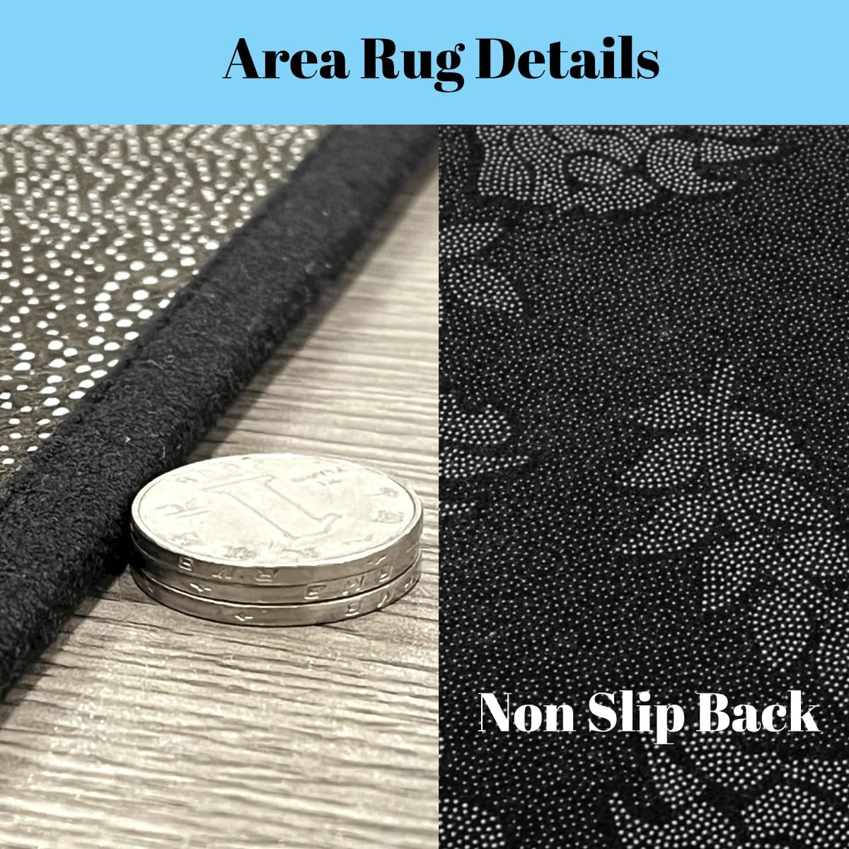 Erosebridal Area Rug 4'11" x 3'3" Rosy Ombre Living Room Rugs for Kids Boys Girls Abstract Pattern Gradient Black Blue Decorative Carpet Washable Indoor Floor Mat