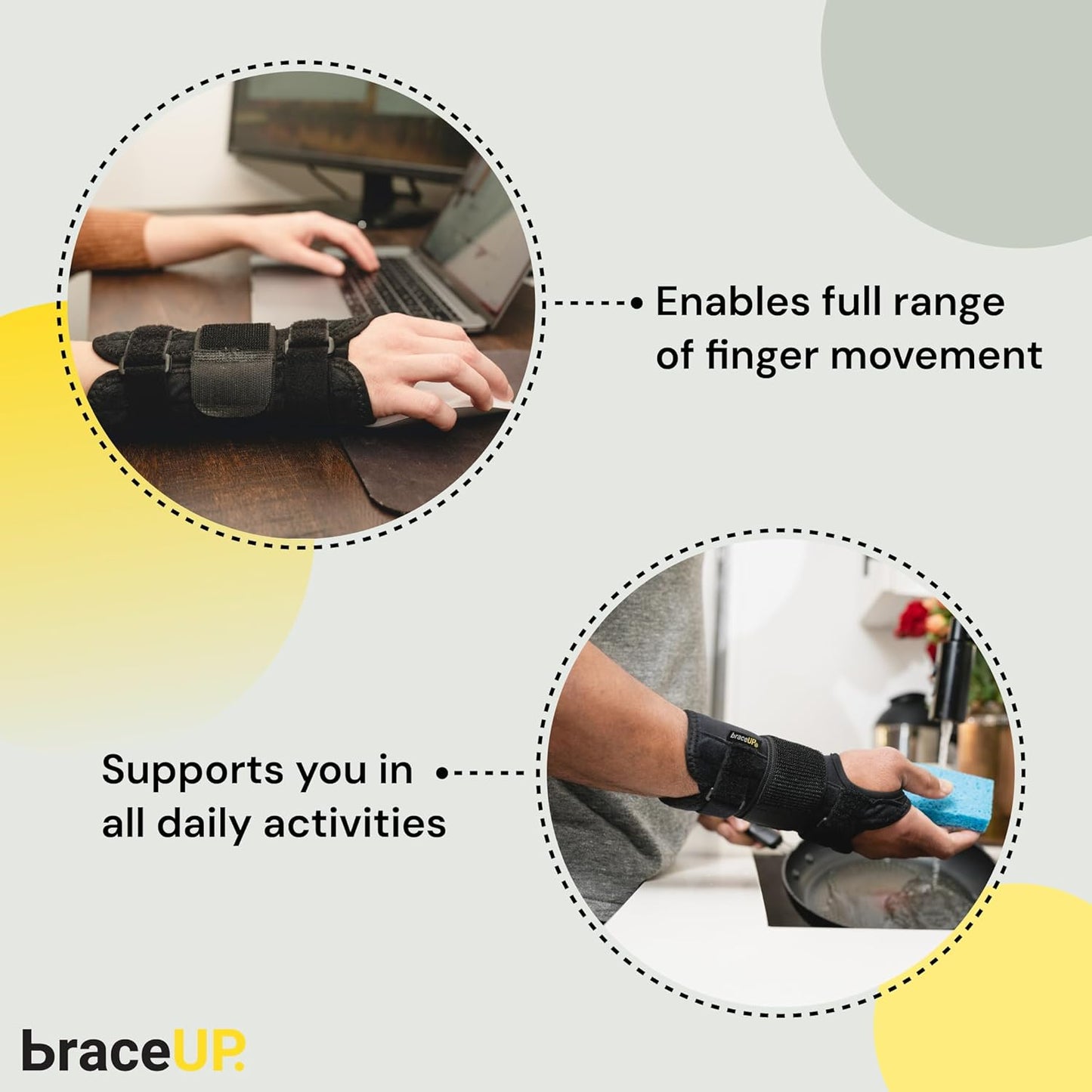 BraceUP Carpal Tunnel Wrist Brace - Metal Wrist Splint for Hand and Wrist Support, Tendonitis Arthritis Pain Relief