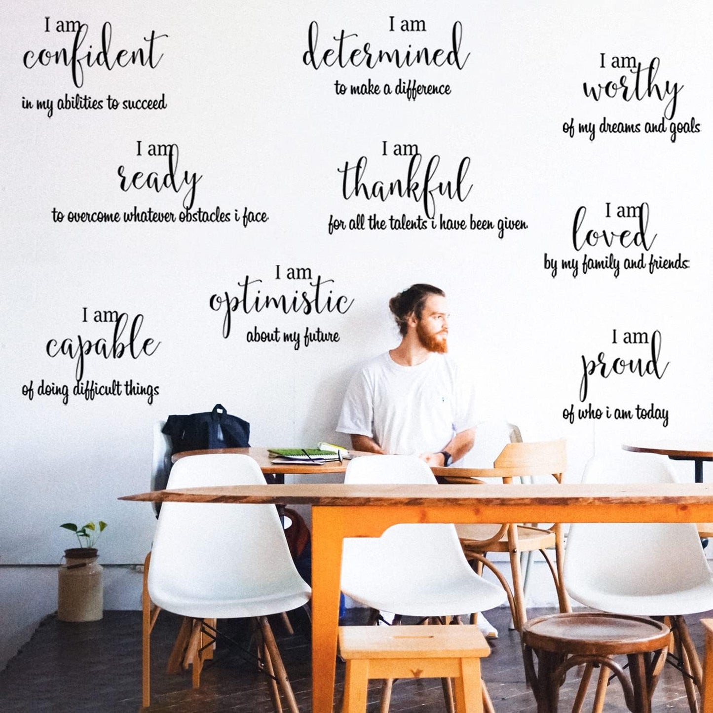 9 Pieces Inspirational Decals Black Motivational Wall Sticker Vinyl Wall Quotes Stickers Wall Art Stickers Peel and Stick Wall Decals for Girl Boy Bedroom Living Room