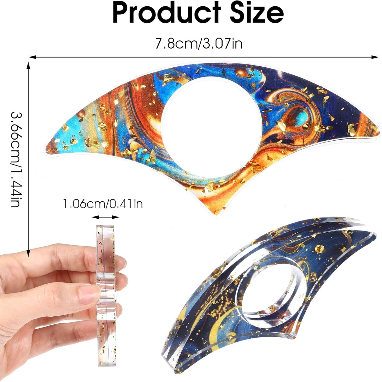 JIEYAO 2 Pcs Book Page Holder for Reading, Aesthetic Resin Thumb Ring Page Holder, Handmade Glittering Thumb Bookmark Personalized Reading Accessories Book Opener for Teachers Book Lovers(Gold)