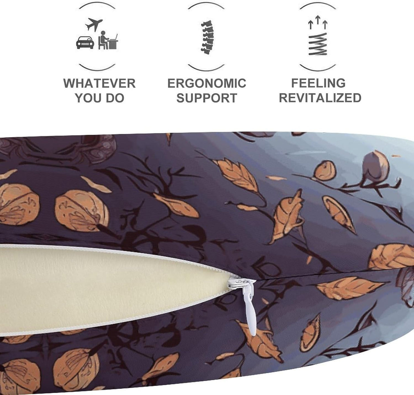 Owl Tree Branches Neck Pillow Memory Foam U Shaped Pillows Portable Pillows for Shoulder Travel Head Support Pillow with Concealed Zipper for Airplane Car Home Office