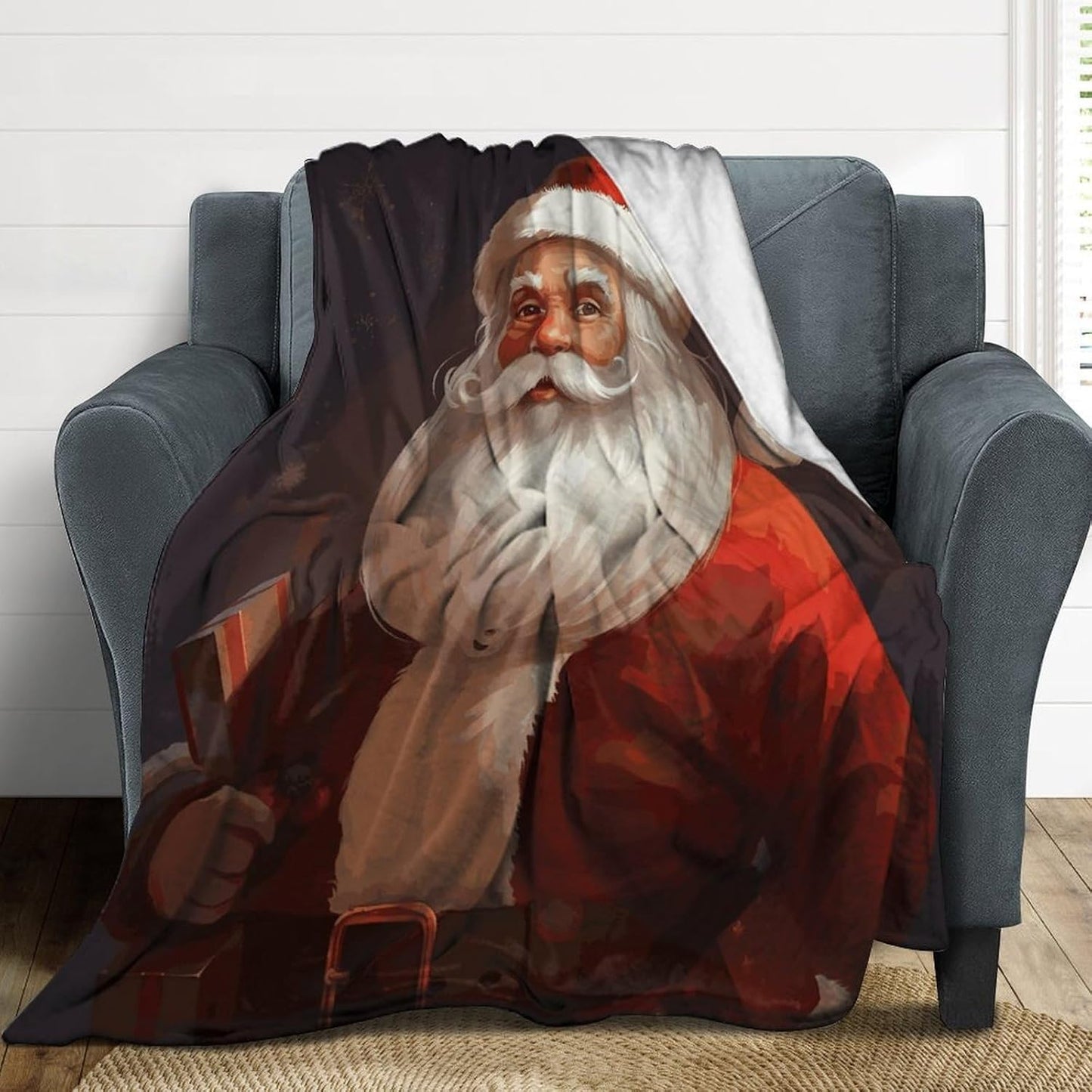 Santa Claus Blanket Super Soft Lightweight Throw Blanket Cute Cozy Warm Bed Blanket Decorative Fuzzy Blanket All-Season Home Decor Gift for Sofa Couch Living Room 50"*60"（130 * 150cm）