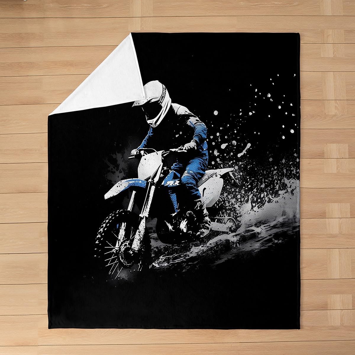 Feelyou Dirt Bike Plush Throw Blanket, Throw 50"x60" Racing Themed All Season,Bed Blanket Ultra Soft Racing Motocross Rider Flannel Fleece Blanket for Sofa Couch Motorcycle Room Decor Motorbike