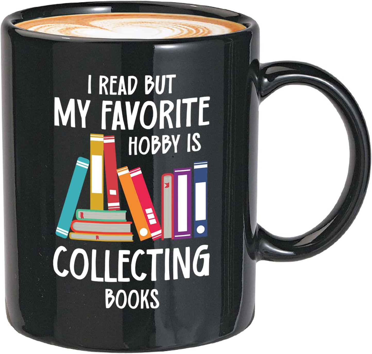 Bubble Hugs Book Lover Coffee Mug 11oz Black - Favorite Hobby Collecting Books - Reading Book Collector Reader Stack of Books Lover Bookish Novelist Librarian Writer