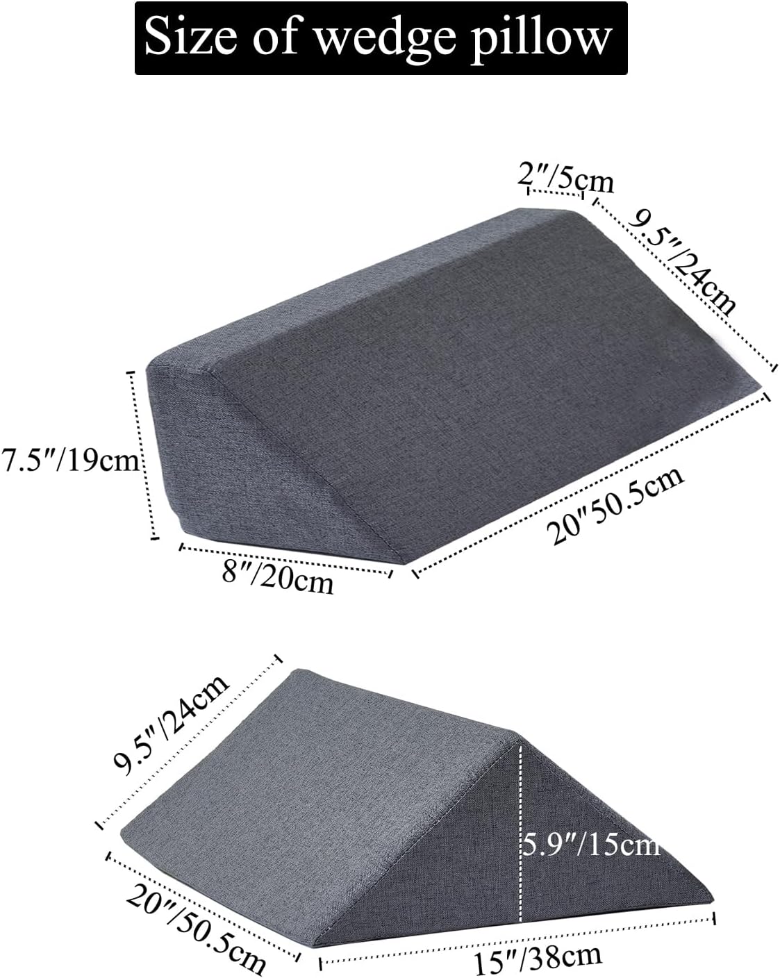 SAMTY Bed Wedges & Body positioners for Elderly/Seniors Side Sleeper(3 in 1) Triangle Bed Wedge Pillow for Back Pain Relief Wedge Pillow Set for After Surgery