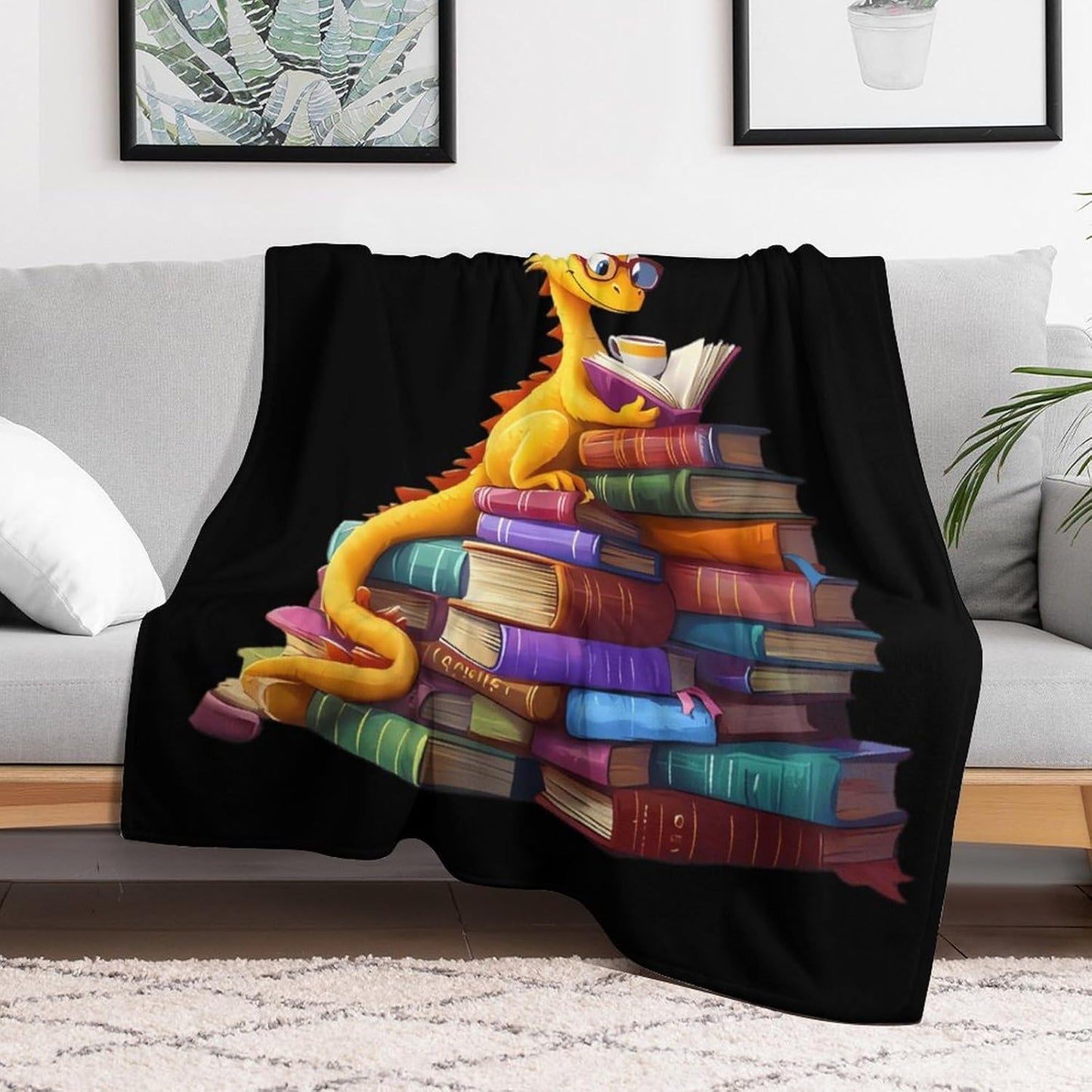 Deagon Reading Books Soft Throw Blanket Flannel Warm Cozy Plush Blankets for Couch Sofa Bedroom Travel