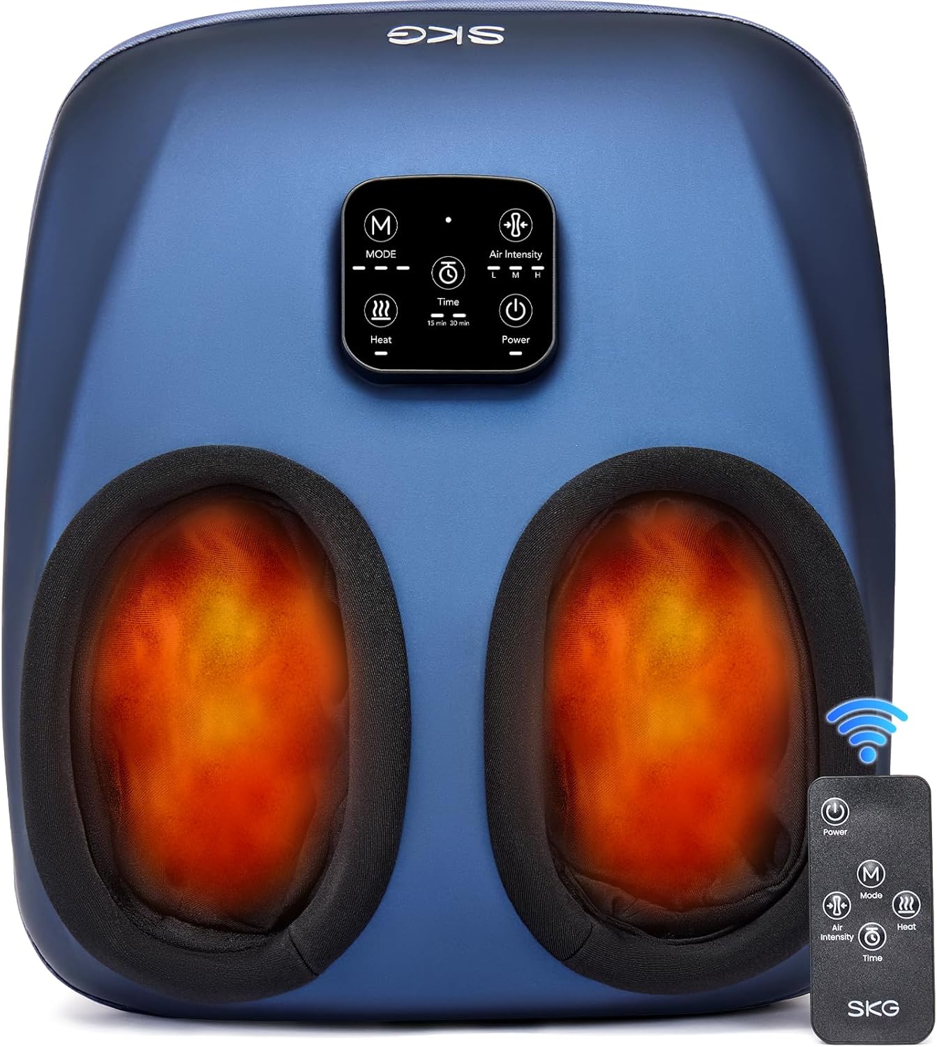 SKG YS100 Shiatsu Foot Massager with Heat and Remote, Feet Massager with 3 Air Compression Modes, for Plantar Fasciitis and Neuropathy, Fits up to Size 13 for Men Women