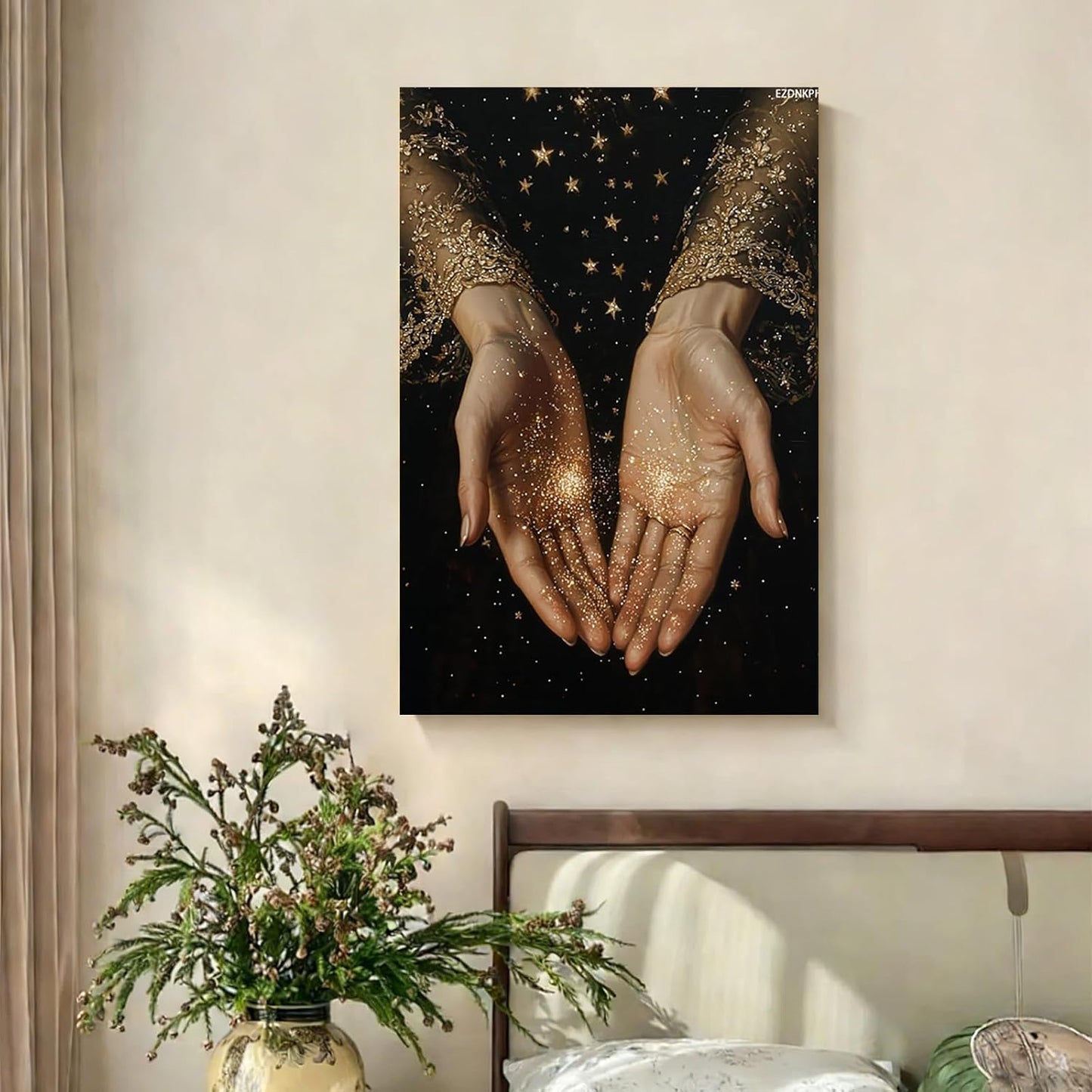 Dark Academia Witchy Celestial Art Stardust Moody Poster Prints Wall Art Canvas Picture Modern Family Bedroom Decor Funky Room Aesthetic Wall Decor Framed 8x12inch