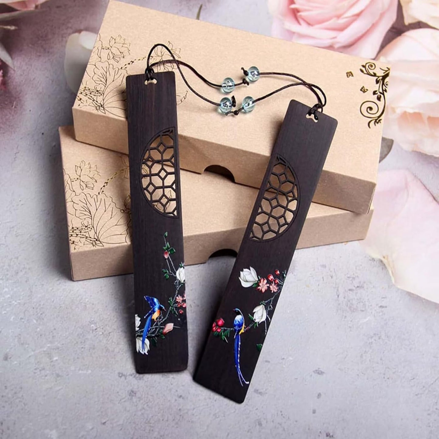 2pcs Wooden Bookmark,5.71"x1.18" Wooden Book Marker with Tassel for Reading Enthusiasts, Students, Teachers, Men, Women, Non-Scratch Pages, Perfect for Daily Reading Gifts