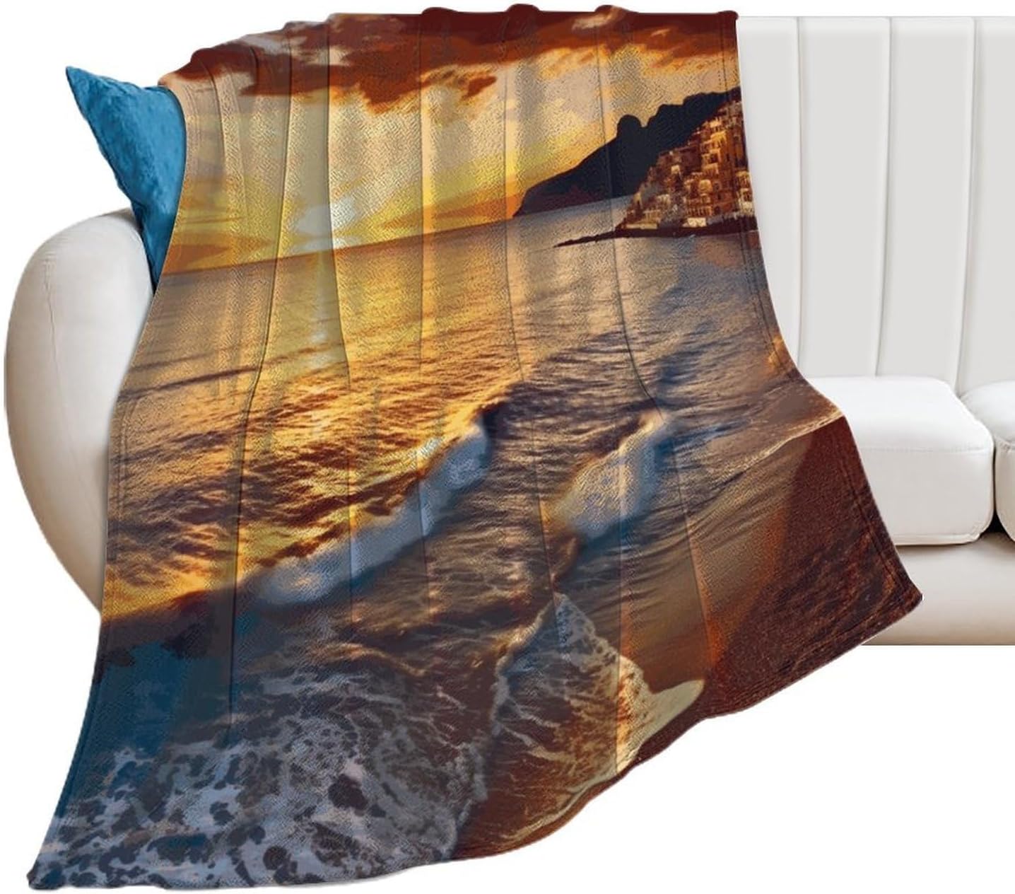 Seaside Sunset Blanket Super Soft Lightweight Throw Blanket Cute Cozy Warm Bed Blanket Decorative Fuzzy Blanket All-Season Home Decor Gift for Sofa Couch Living Room 50"*60"（130 * 150cm）