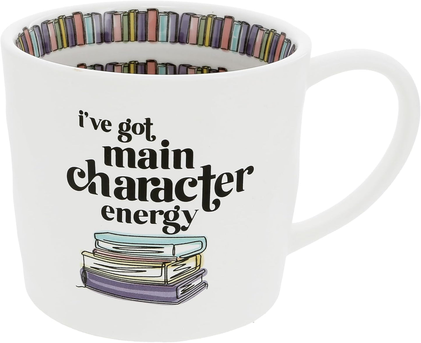Pavilion Gift Company - Main Character - 16 oz Ceramic Mug Coffee Tea Main Character Reading Book Lover Reader Librarian Drinkware