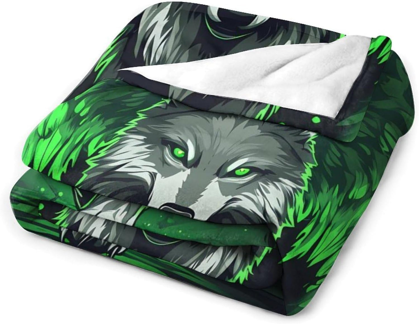 Wolf with Wing Throw Blanket for Couch Bed Plush Cozy Fuzzy Flannel Blanket for All Season 70"x80"
