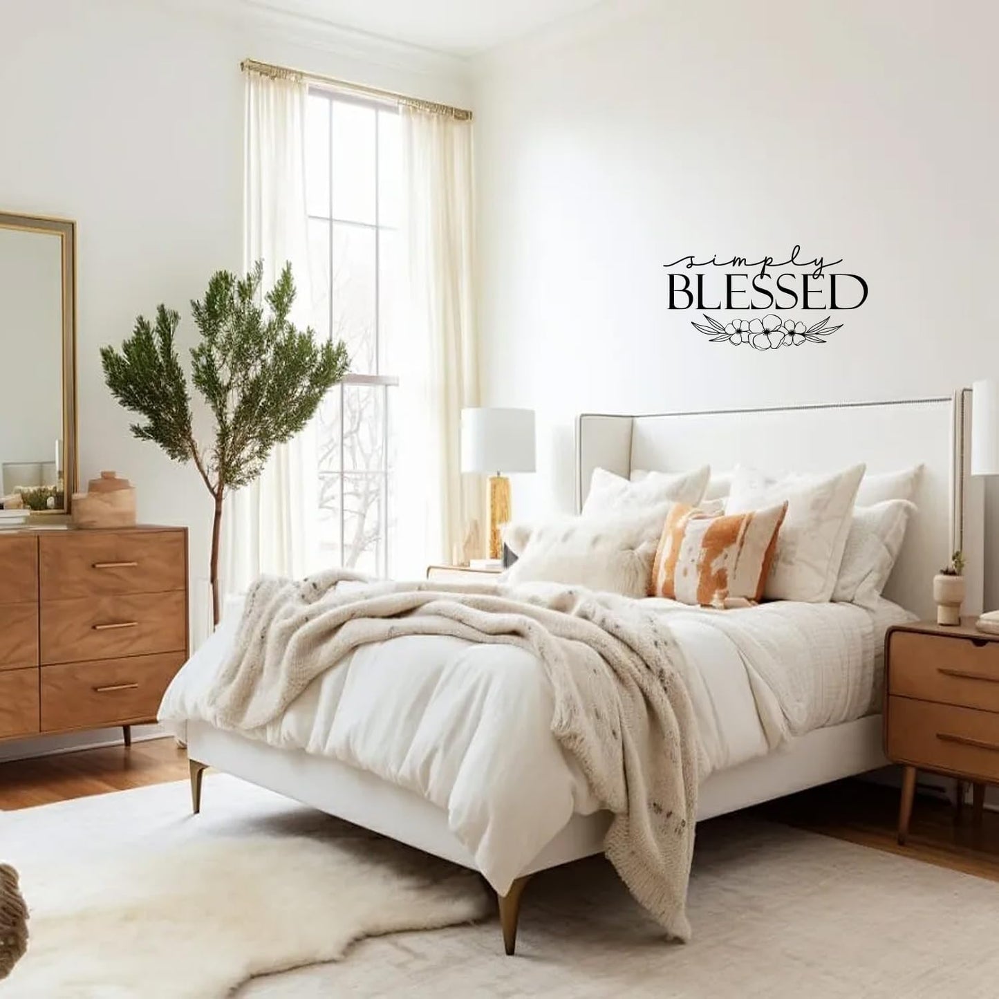 Simply Blessed - Vinyl Wall Decal, Inspirational Quote Sticker for Your Family, Motivational Home or Office Décor