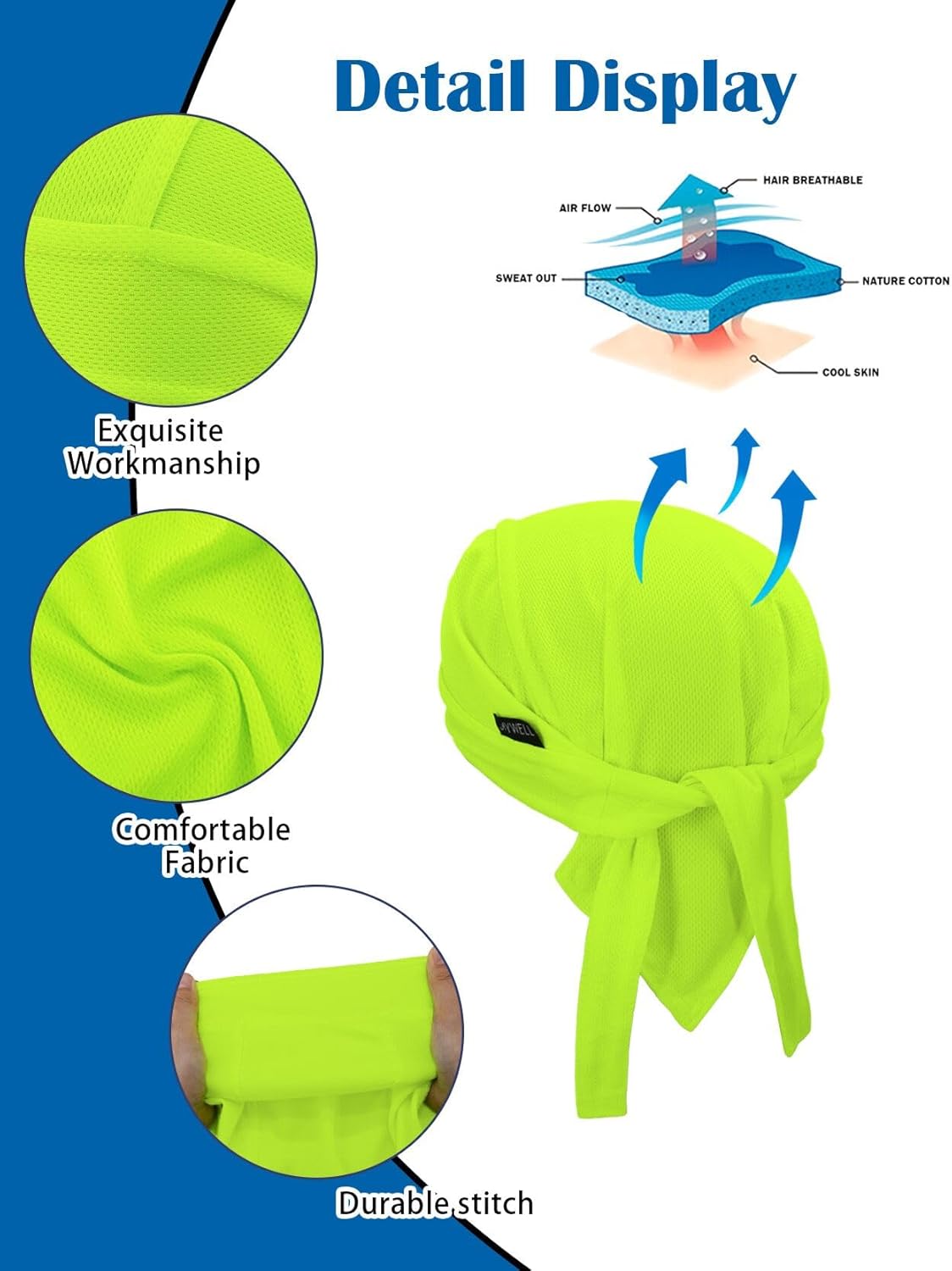 Cooling Do Rags Sweat Wicking Skull Caps Doo Rags Large Motorcycle Dew Rag Head Wrap Bandana Hats Liners for Men and Women