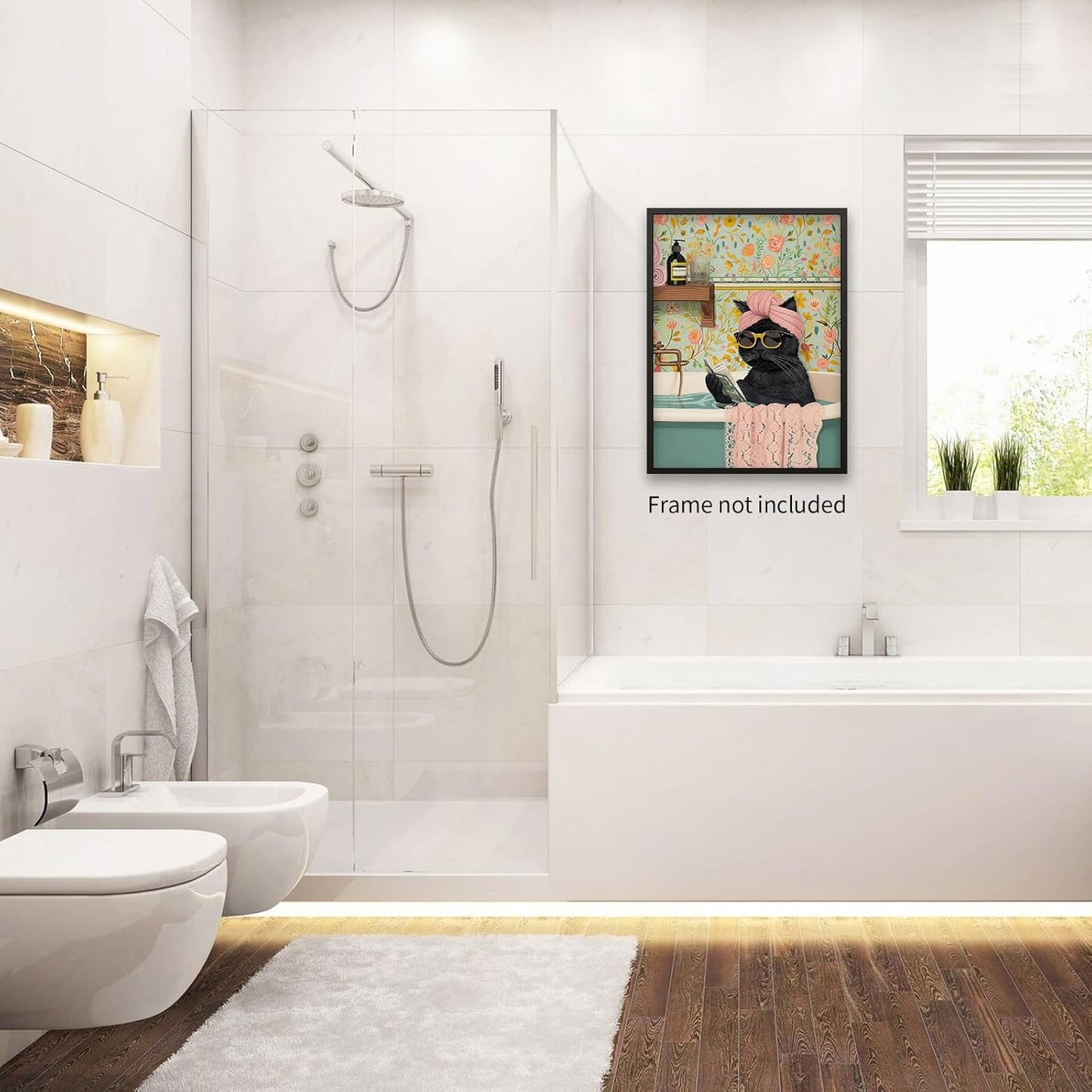 OMANI Funny Black Cat Bathroom Wall Art Cute Animal Reading Poster Trendy Preppy Aesthetic Canvas Prints for Living Room Bedroom Toilet Kids Room Wall Decor 12x16 inch Unframed
