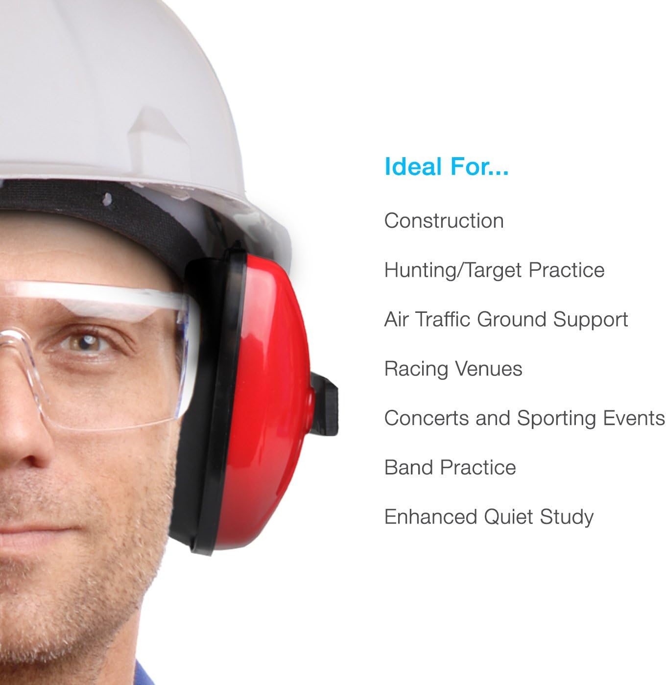 Cyber Acoustics Professional Safety Lightweight Ear Muffs for Hearing Protection and Noise Reduction