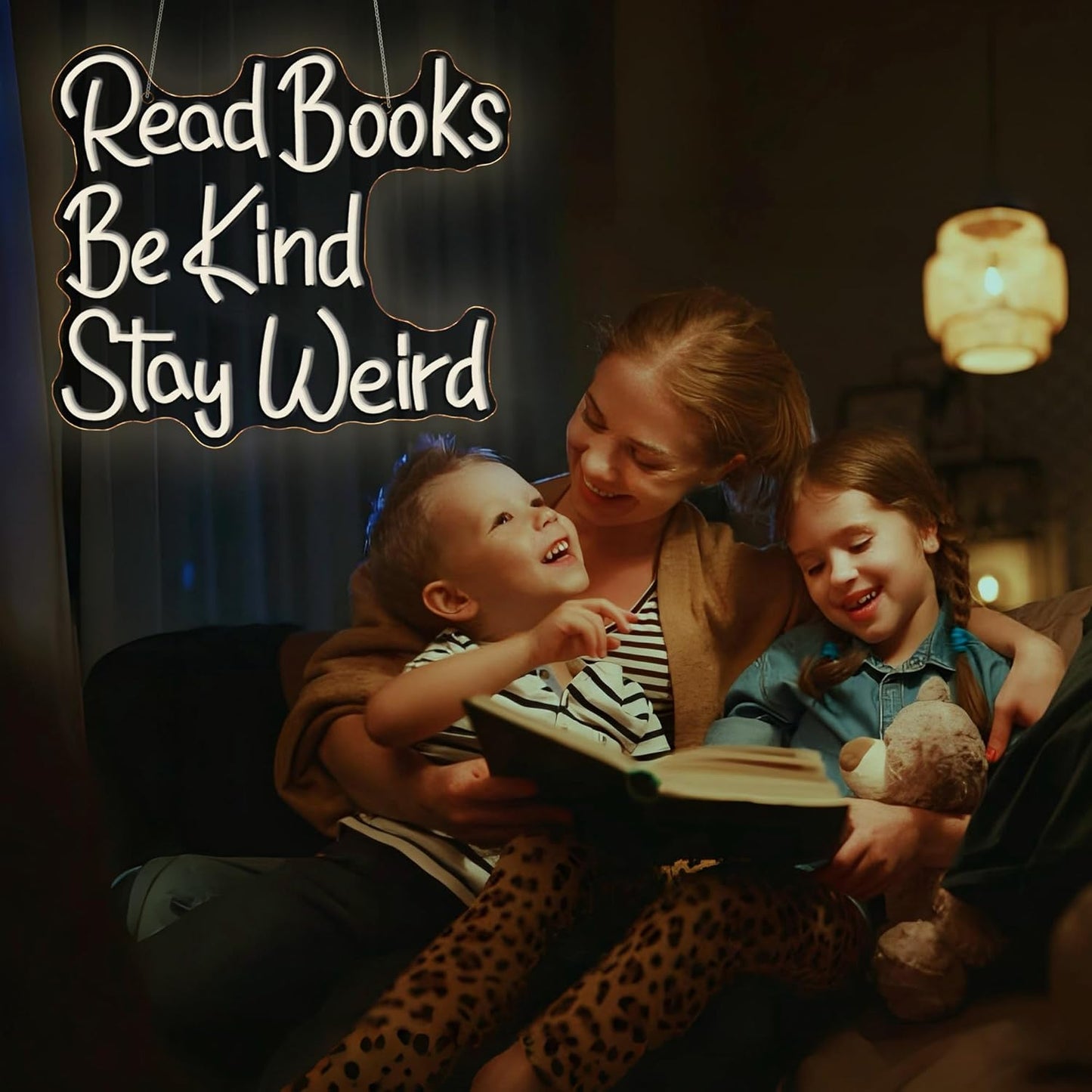 Neon Sign, Read Books Be Kind Stay Weird Neon Signs for Wall Decor Warm White LED Neon Light Up Signs Home Decor for Study Room Bookstore Bedroom Business Club Decoration USB Operated