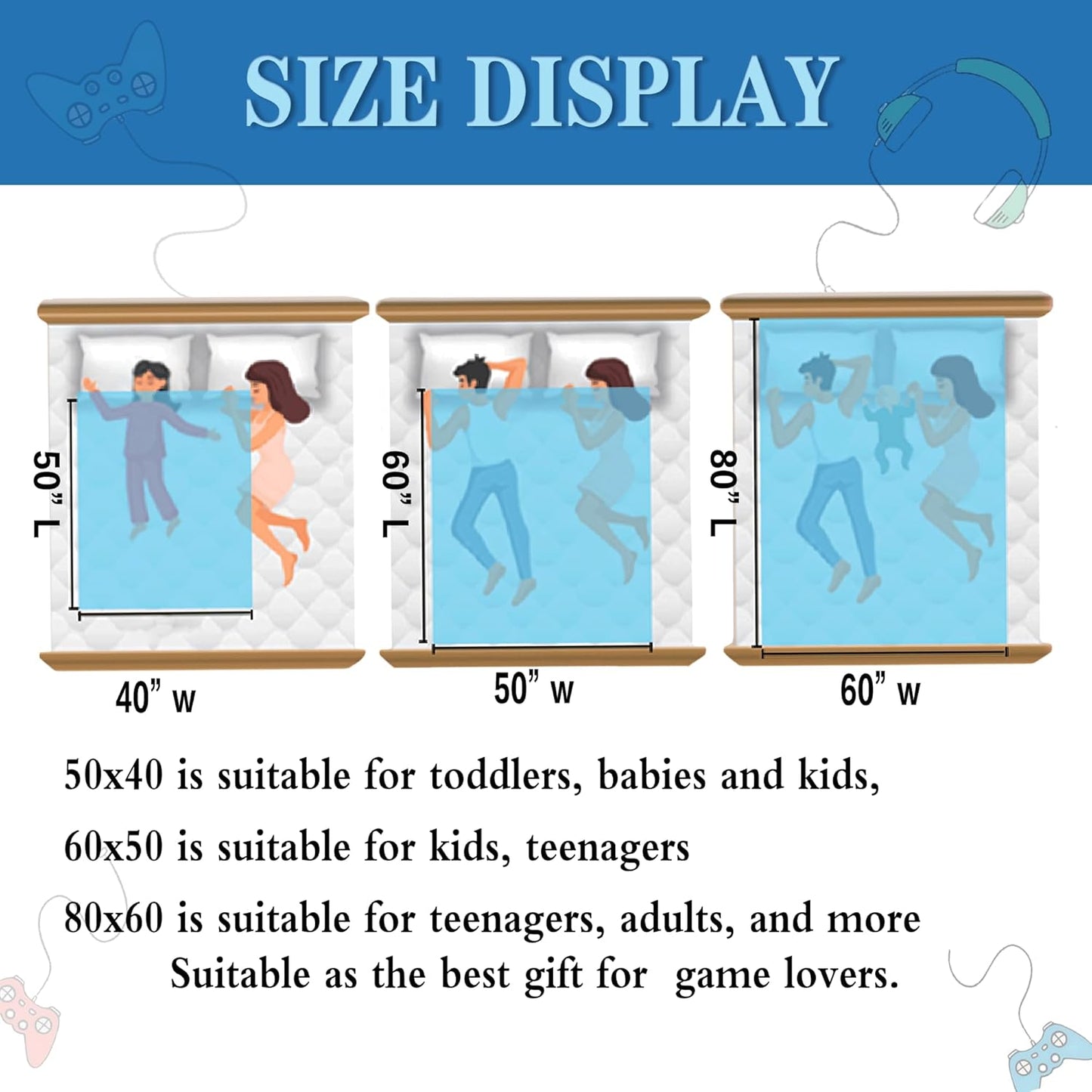 Gaming Throw Blanket, Boys Girls Gaming Blankets, Gaming Blanket for Boys Gifts for The Ultimat Gaming for Kids Teens Son Husbands Men Boyfriends Sofa Bedroom 60 X 50