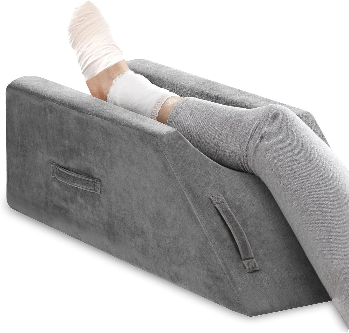 UBBCARE Leg Elevation Pillow for Leg/Knee Surgery Recovery, Memory Foam Leg Pillow with Velvet Washable Cover, Small Grey